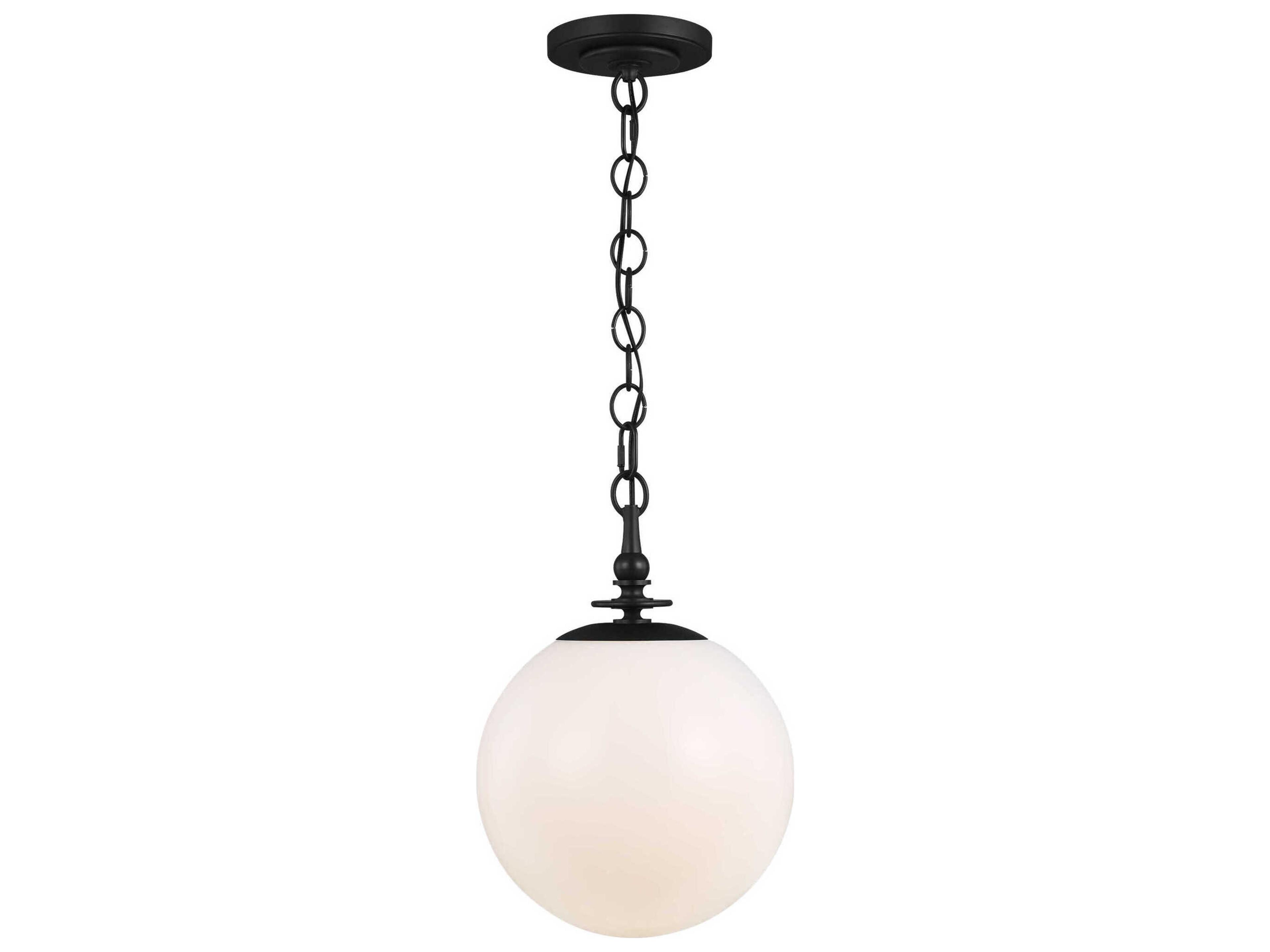 Globe Pendant Capri Aged Iron Milk White Glass