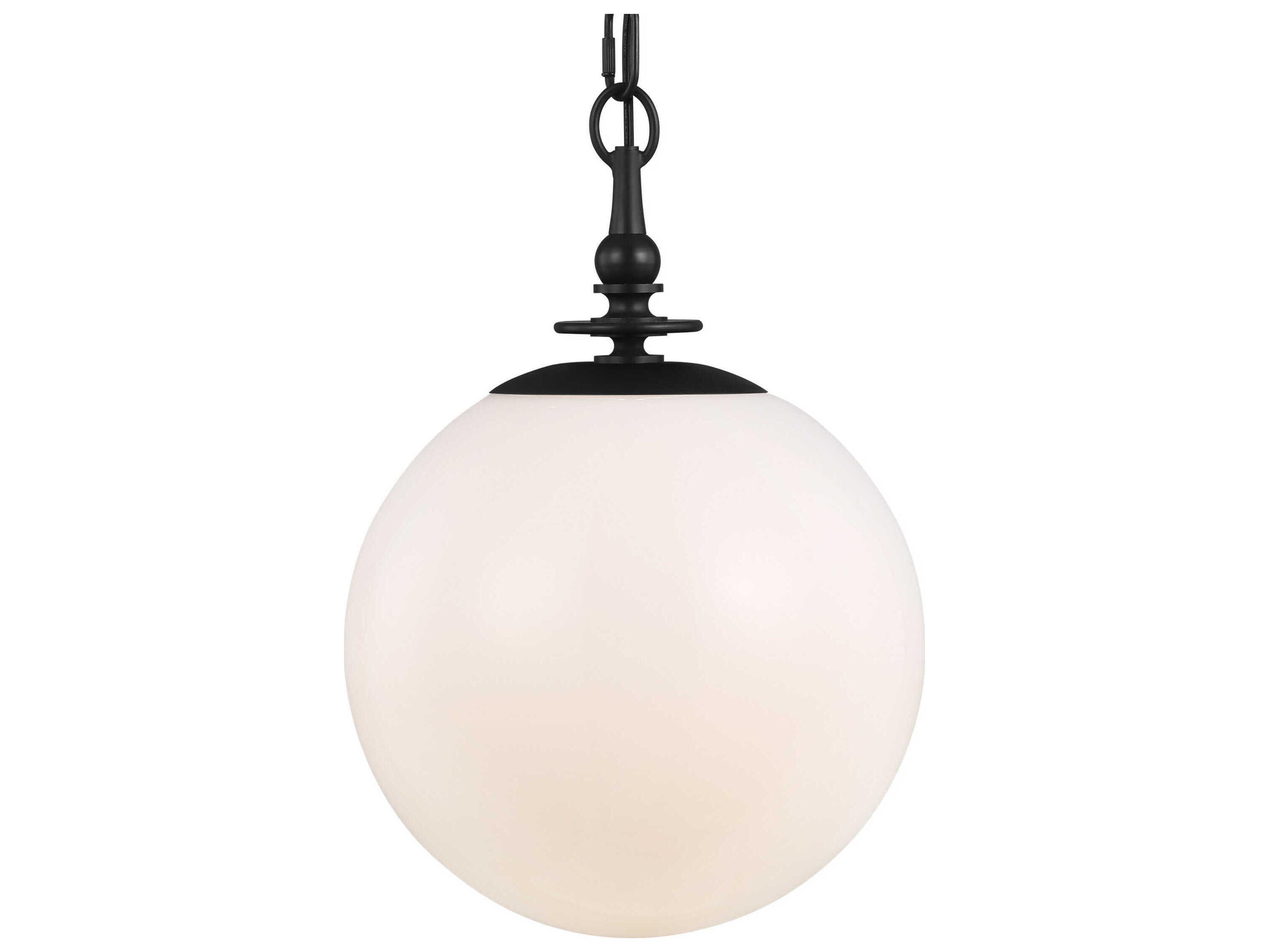 Visual Comfort Studio Capri 1-Light Aged Iron Black Globe Pendant