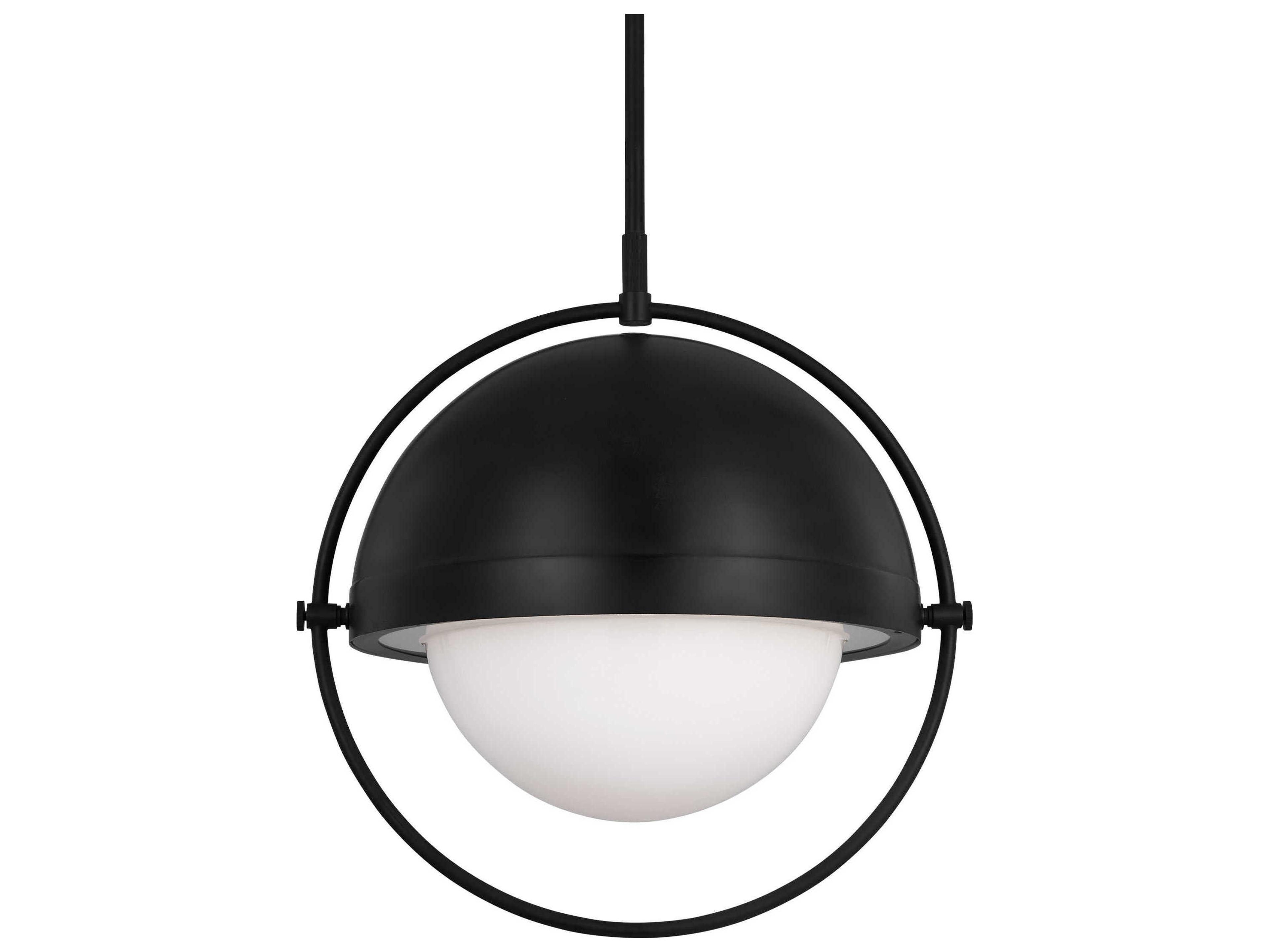 Visual Comfort Studio Bacall 1-Light Aged Iron Black Dome Globe Pendant