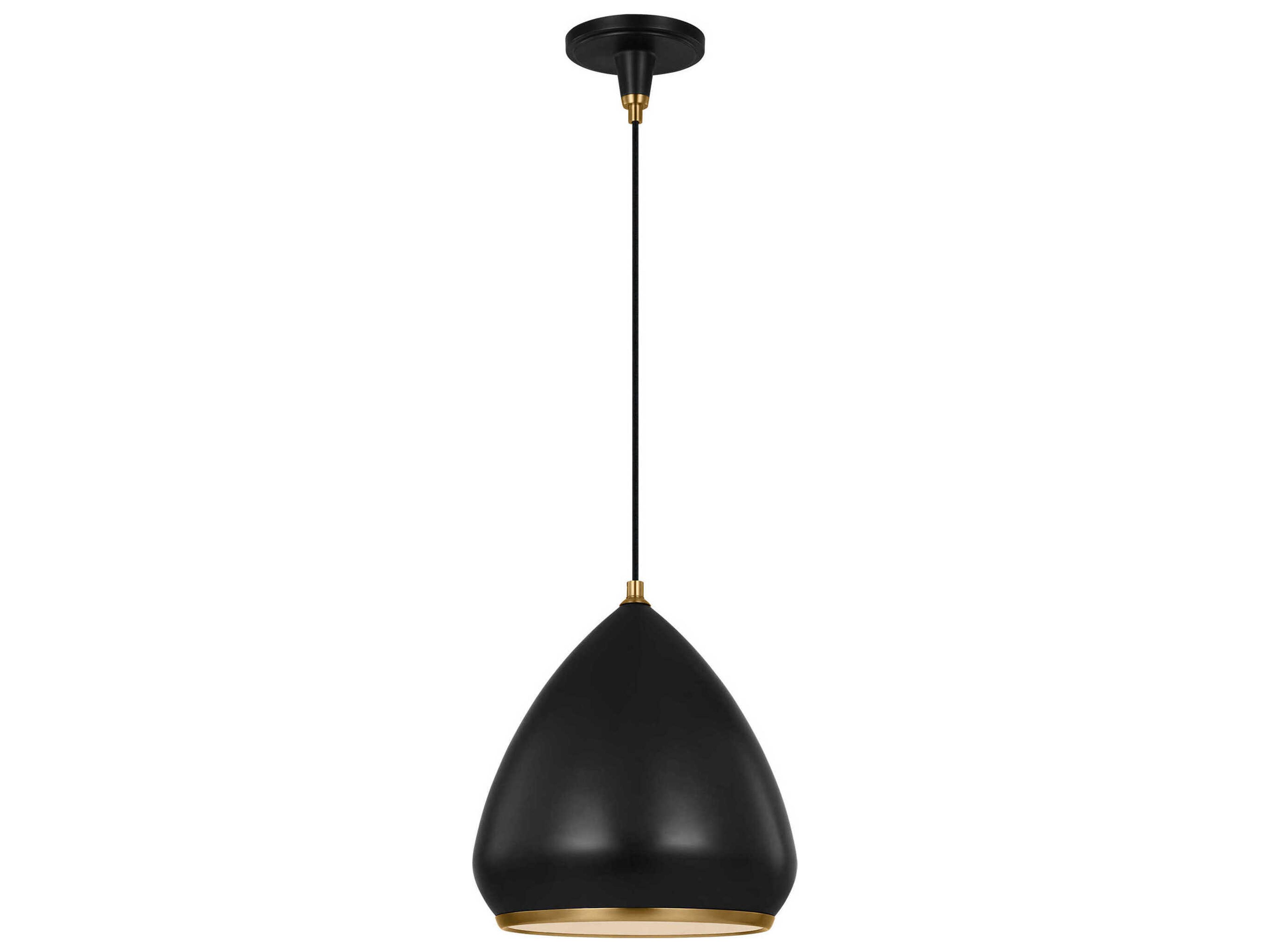 Visual Comfort Studio Clasica 1-Light Aged Iron Black Pendant