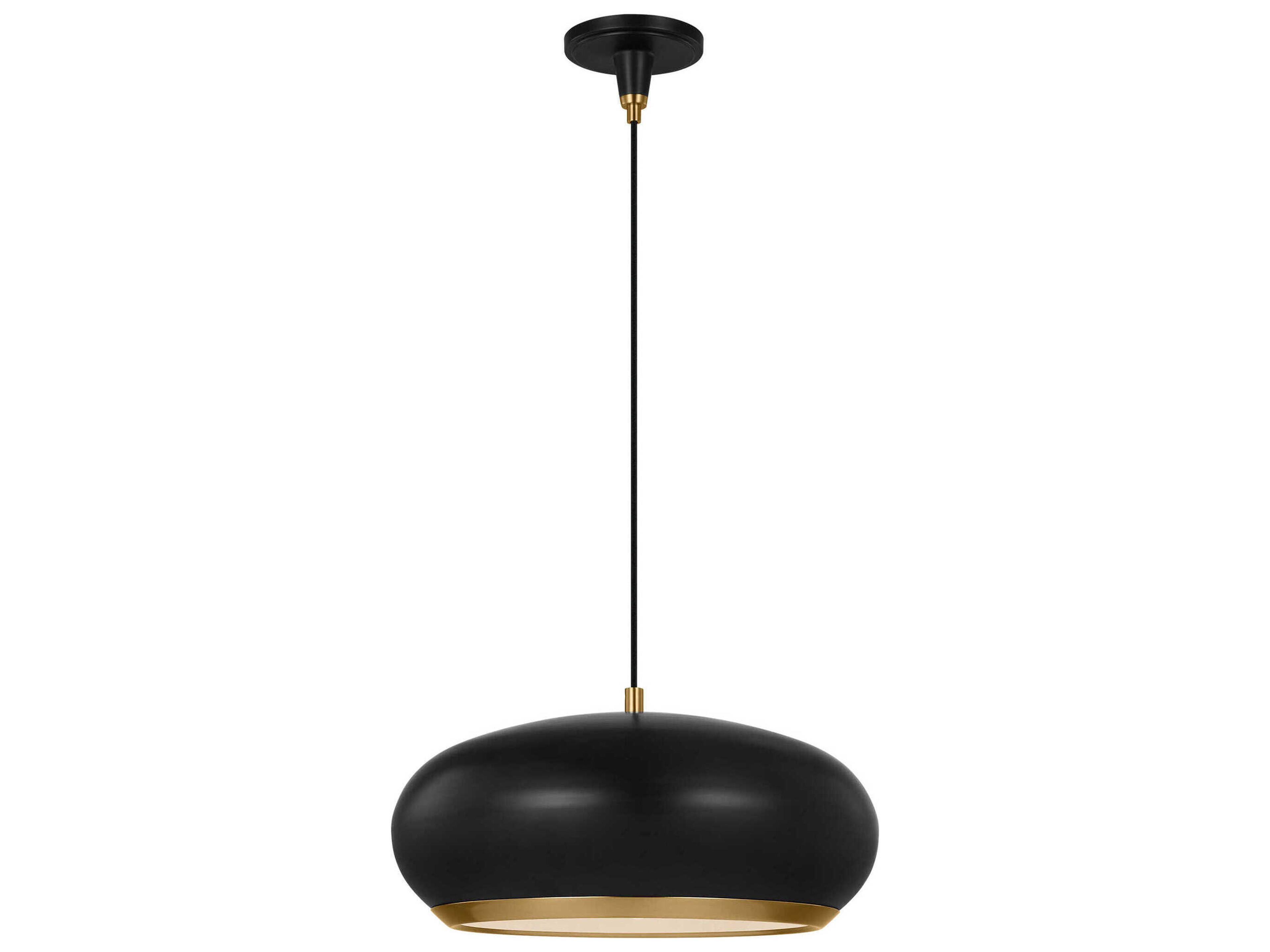 Visual Comfort Studio Clasica 1-Light Aged Iron Black Pendant