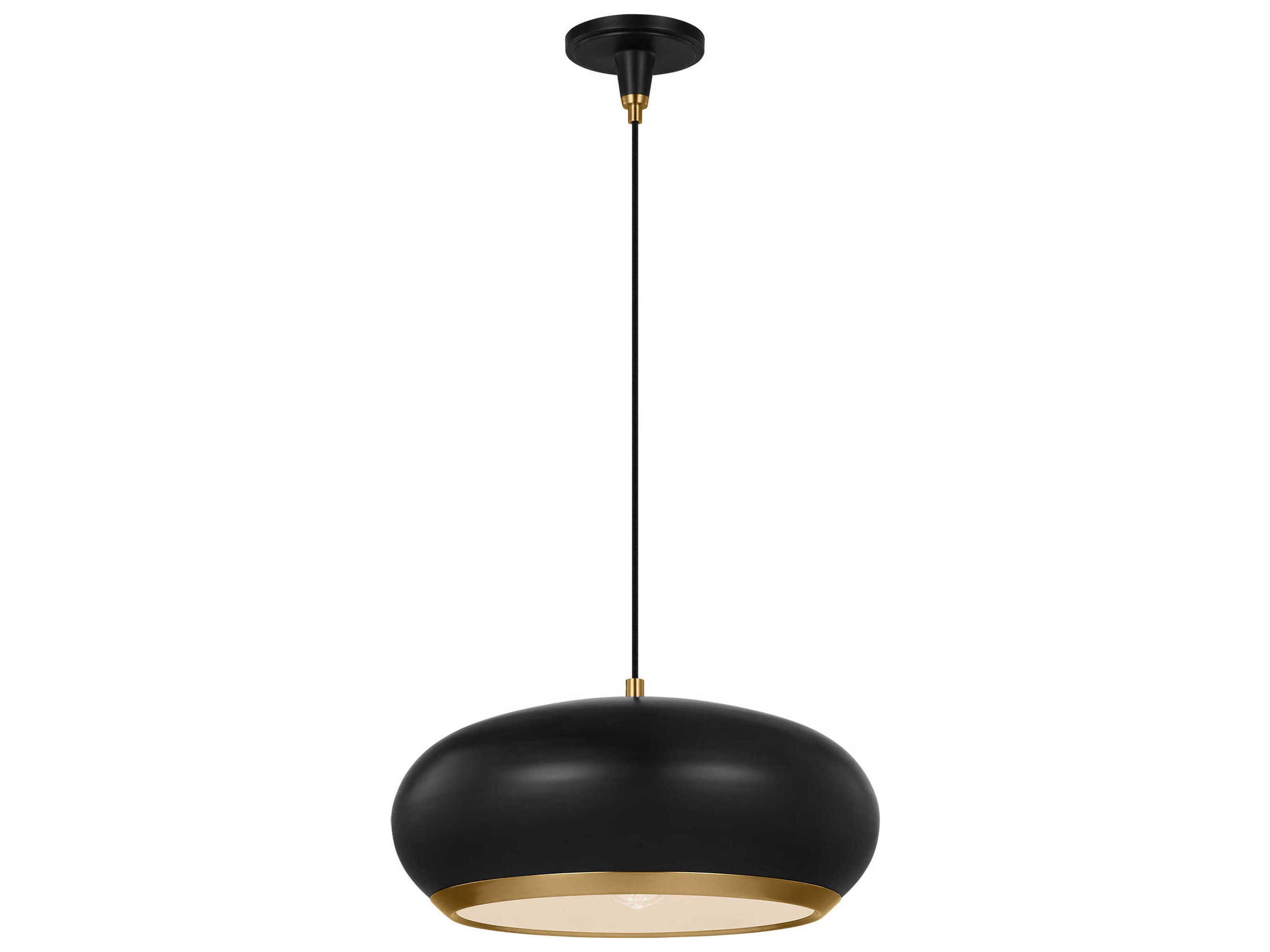 Visual Comfort Studio Clasica 1-Light Aged Iron Black Pendant