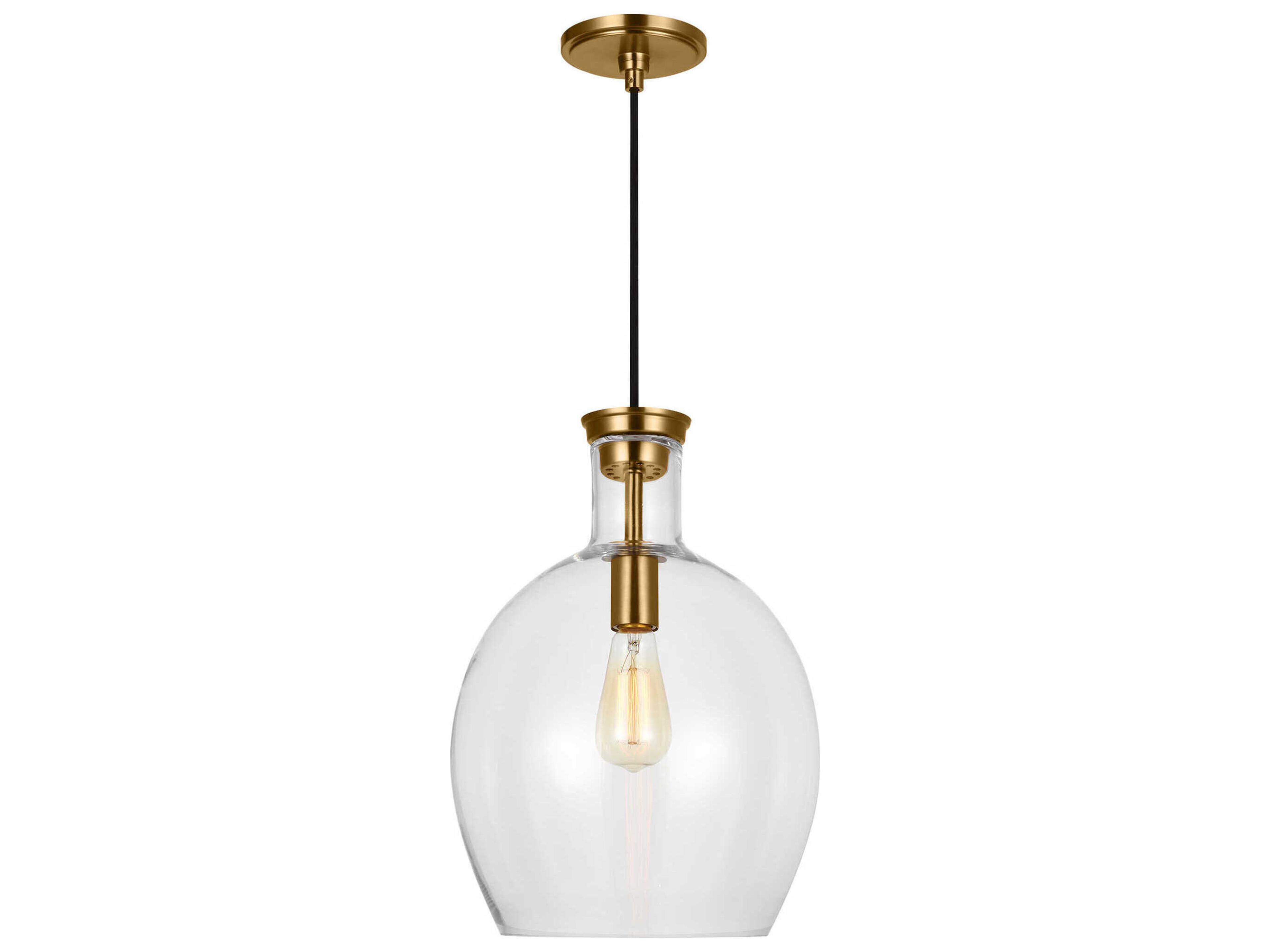 Vaso Pendant Light Clear Glass Burnished Brass