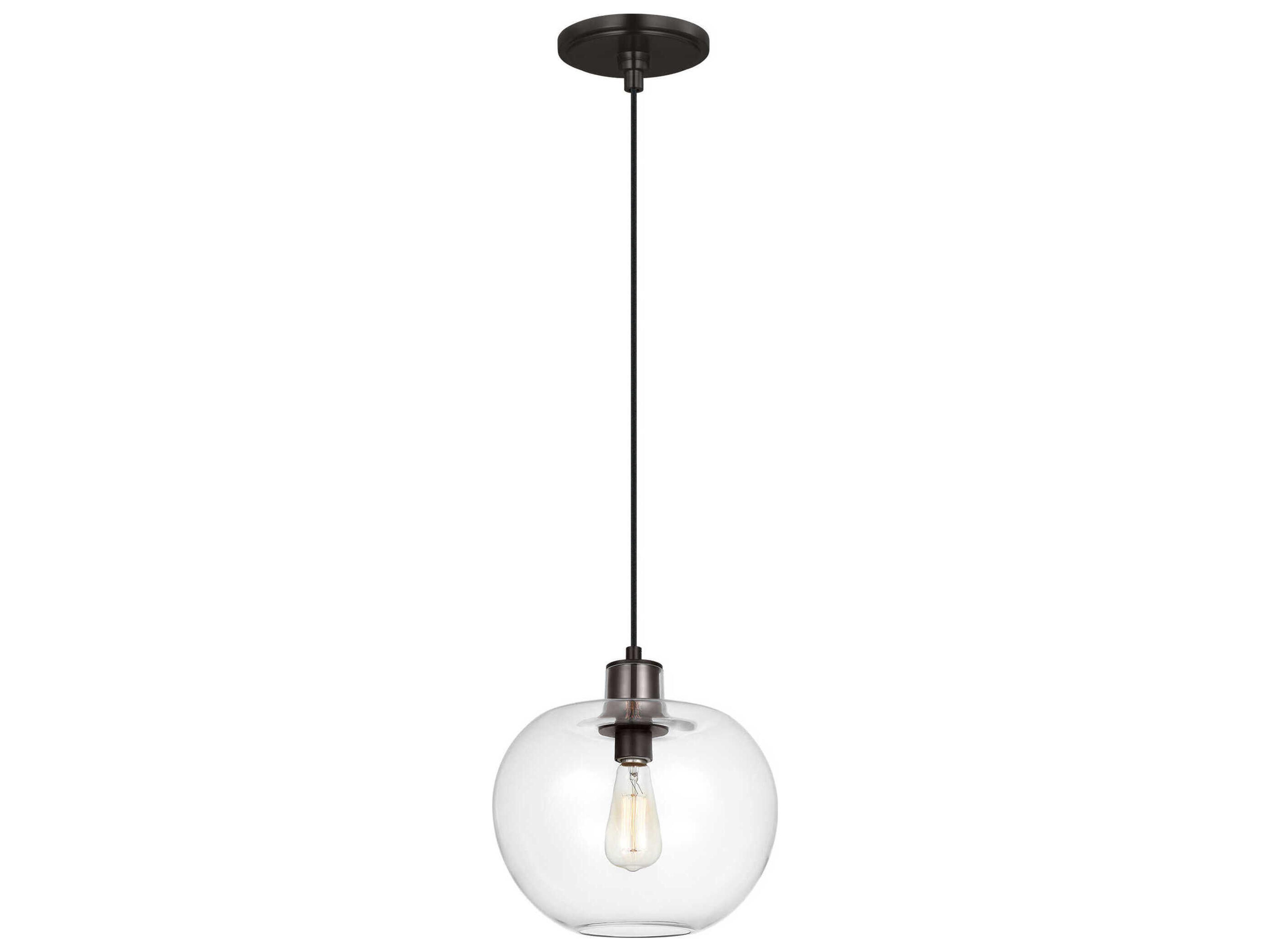 Visual Comfort Studio Mela 1-Light Aged Iron Black Mini Pendant