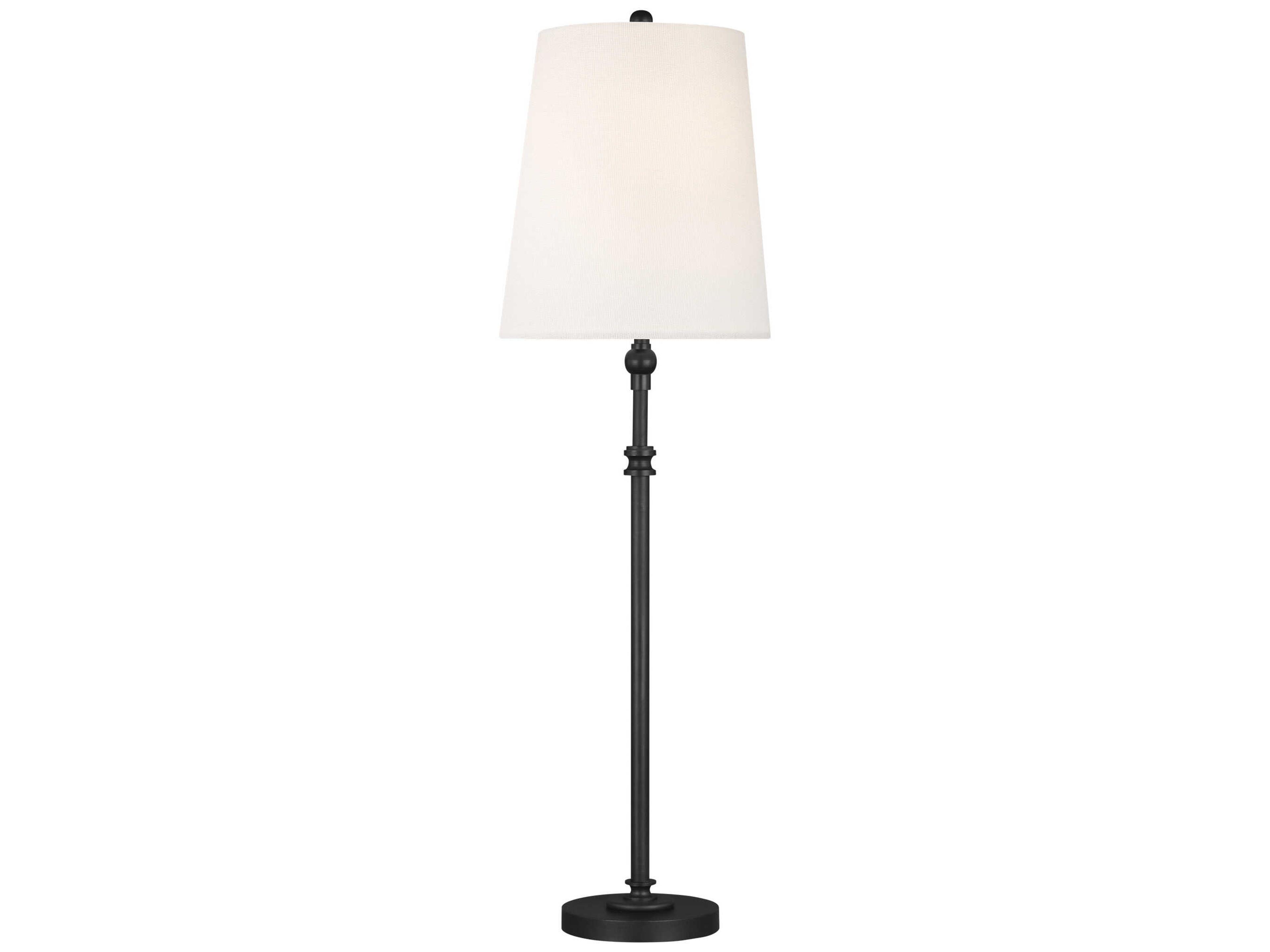 Capri LED Buffet Lamp Aged Iron White Linen Shade