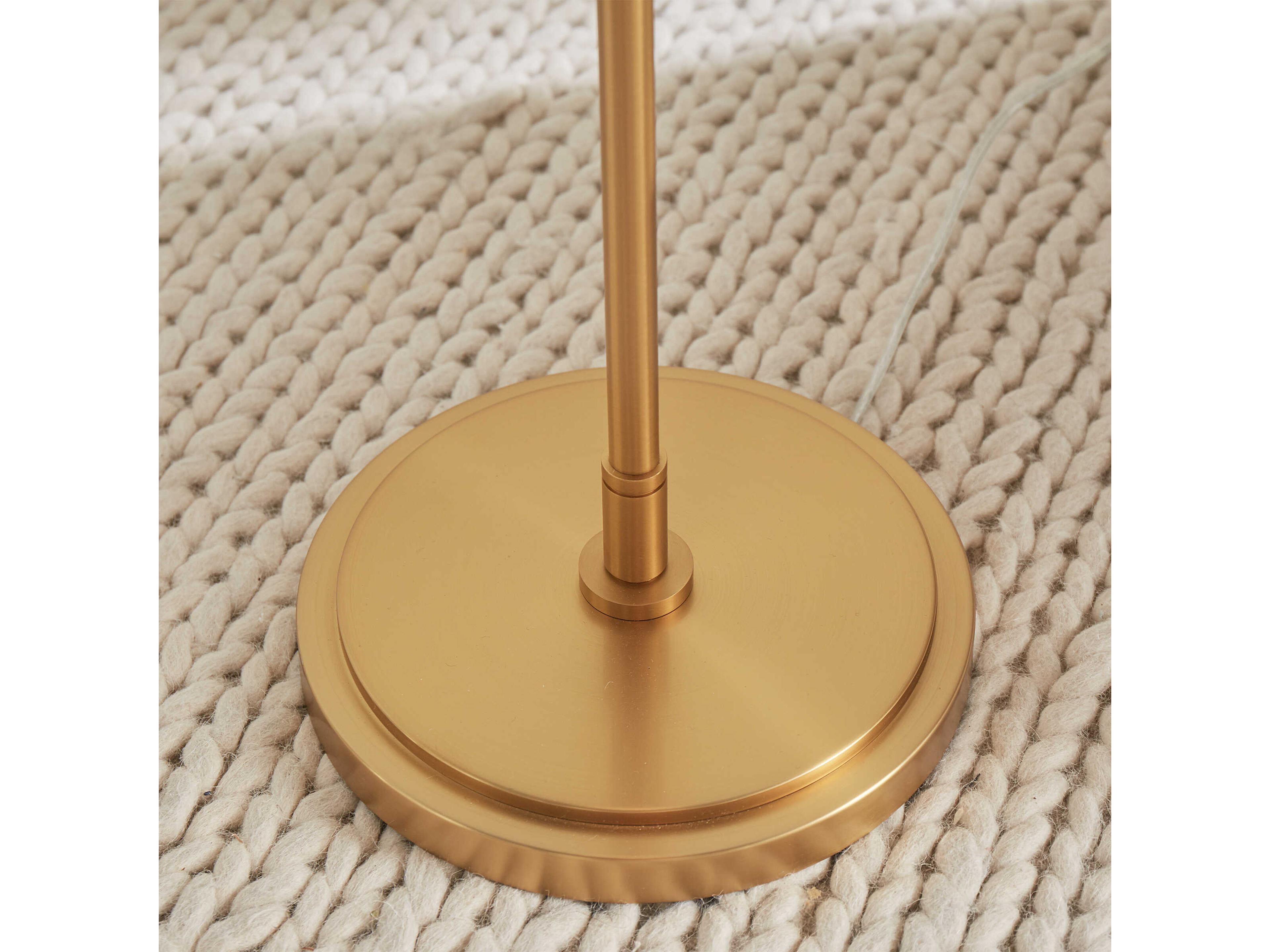 Visual Comfort Studio Beckham Classic Burnished Brass White Linen Fabric Floor Lamp