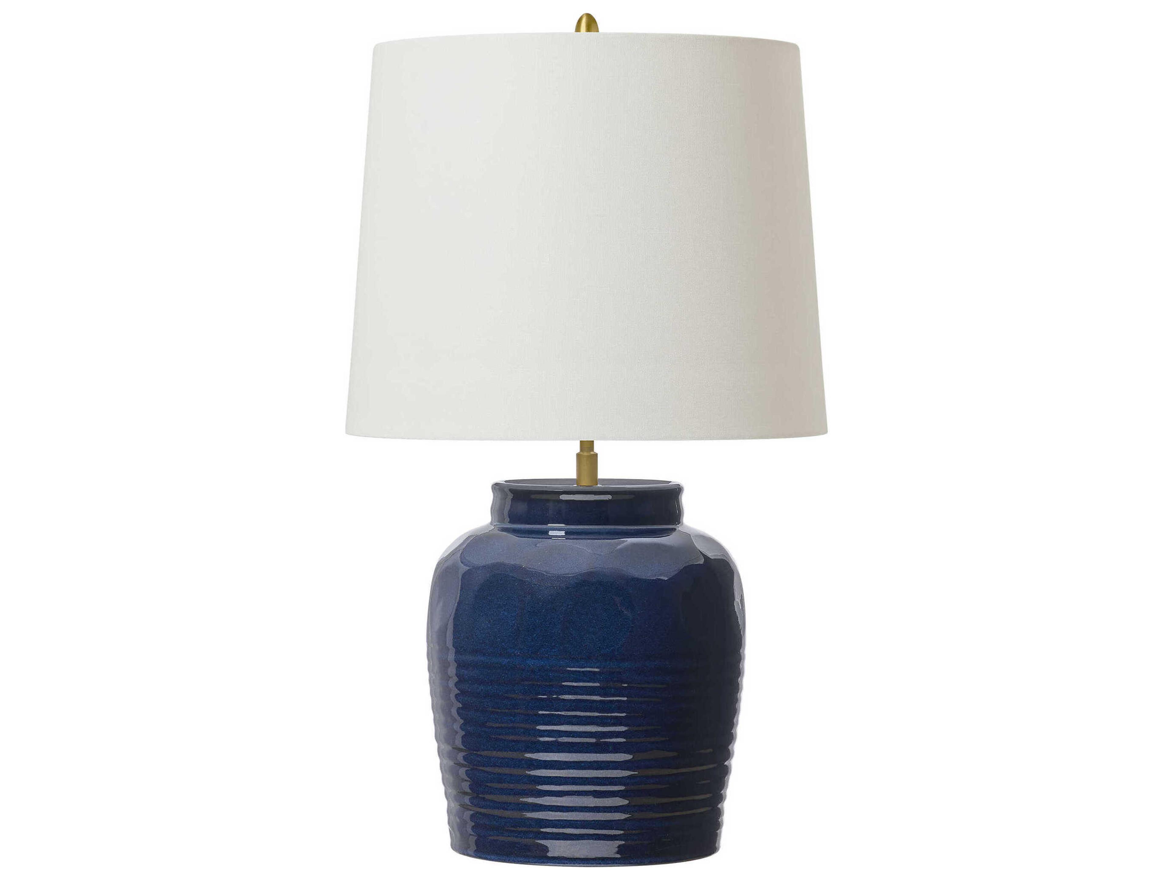 Visual Comfort Studio Selena Mix Blue Brown White Linen Fabric Buffet Lamp