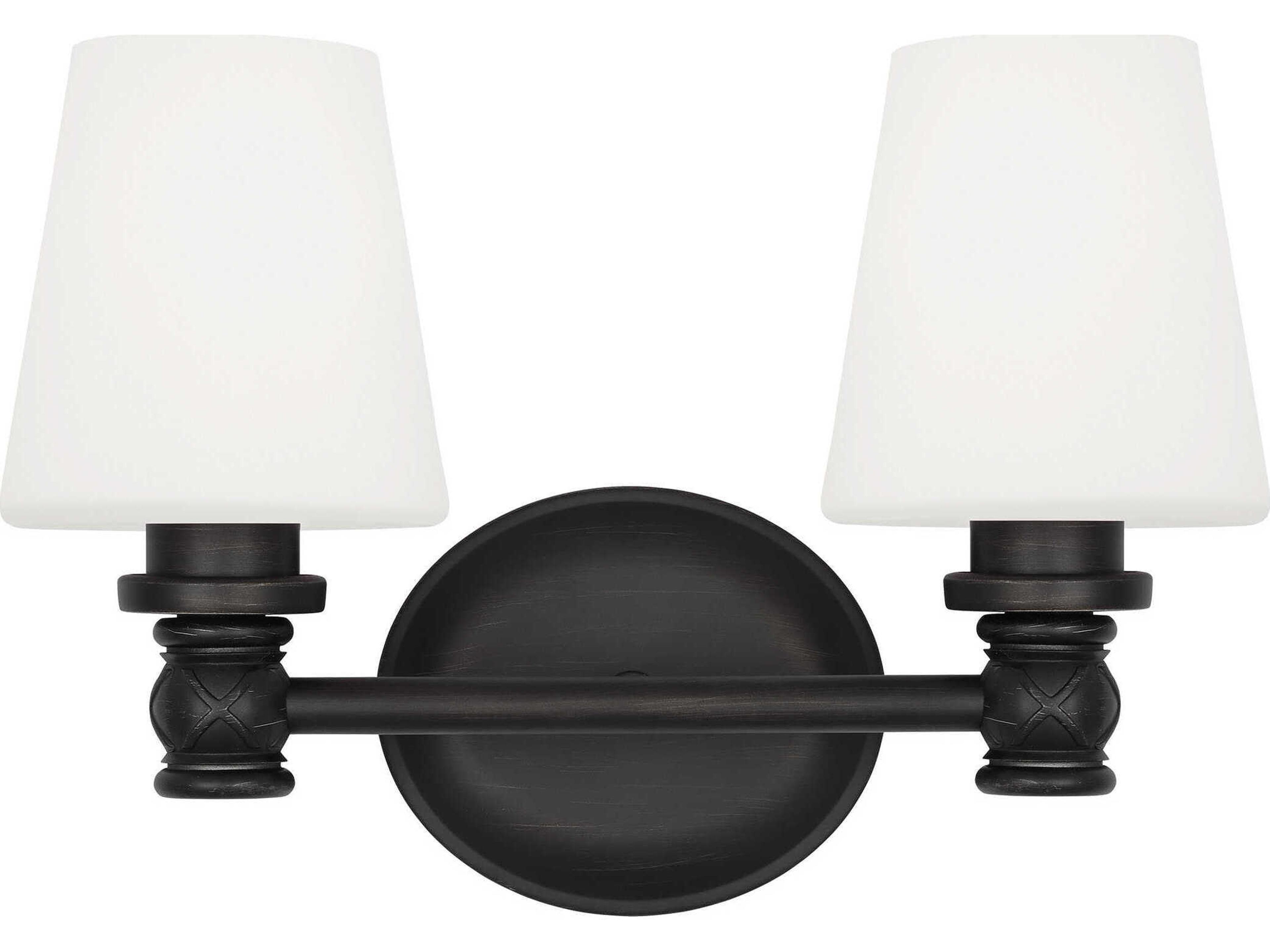 Visual Comfort Studio Xavierre 2-Light Aged Iron Black Vanity Light
