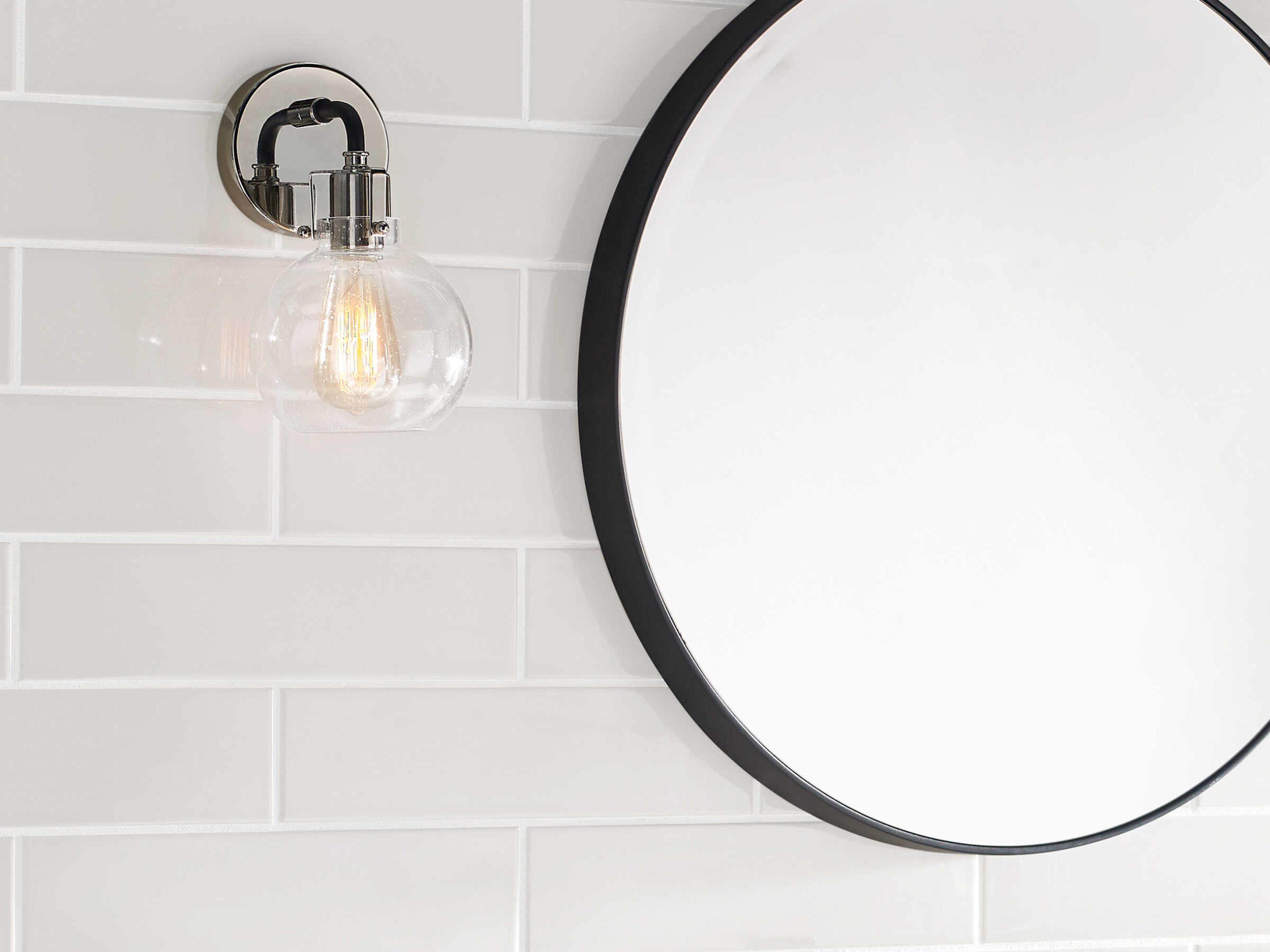 Visual Comfort Studio Clara 1-Light Polished Nickel Textured Black Wall Sconce