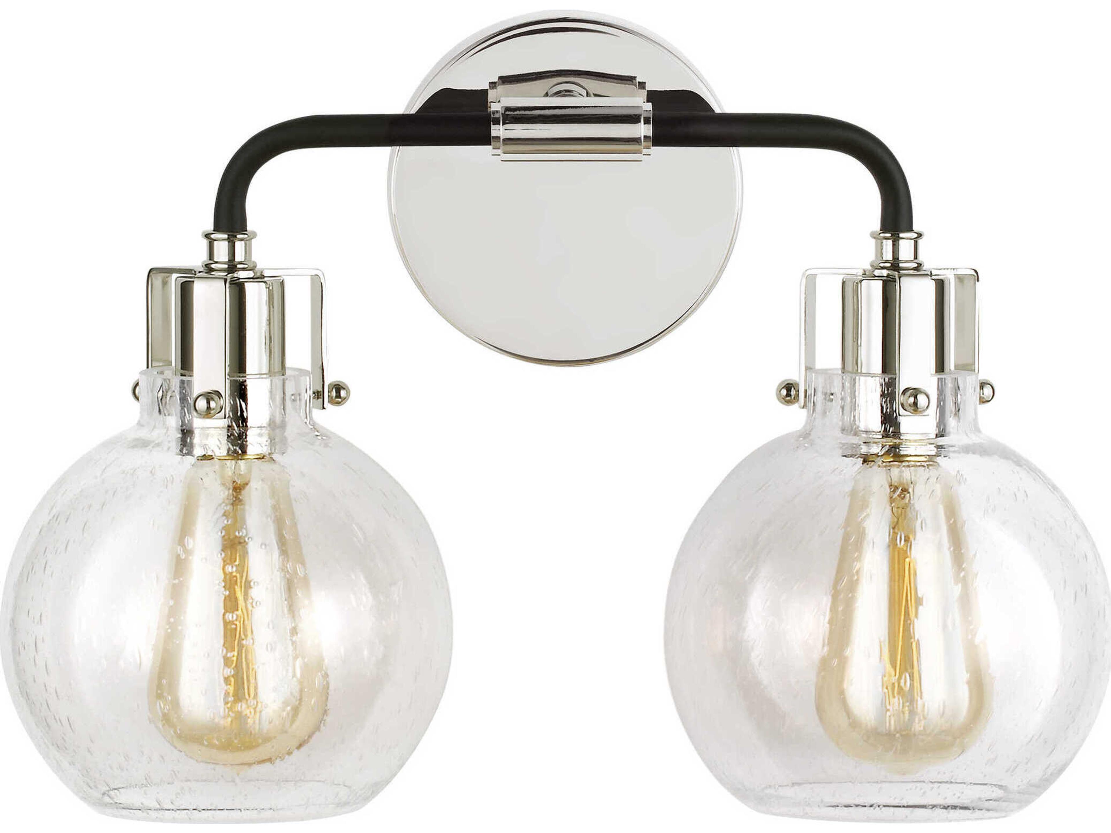 Visual Comfort Studio Clara 2-Light Polished Nickel Textured Black Vanity Light