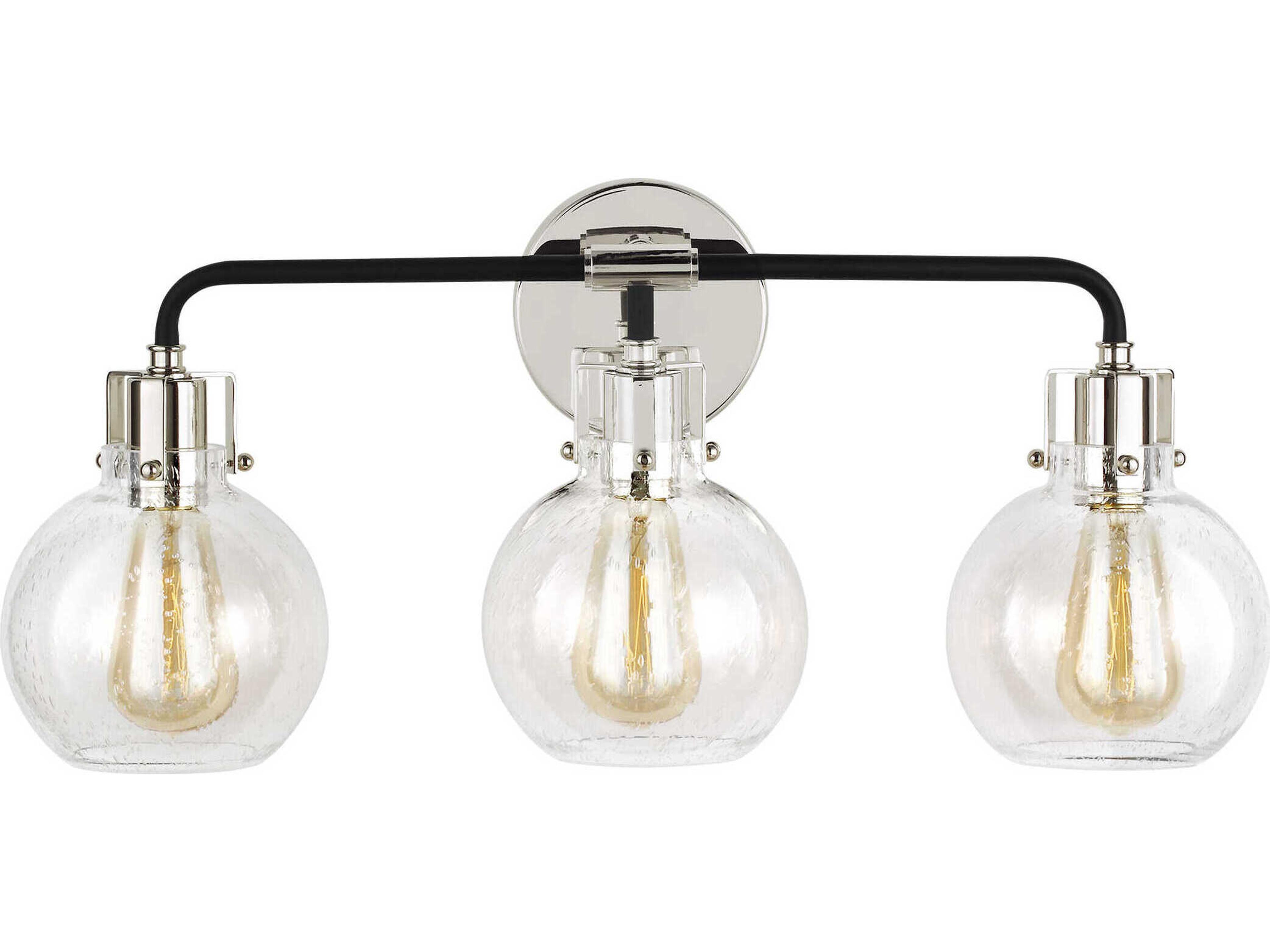 Visual Comfort Studio Clara 3-Light Polished Nickel Textured Black Vanity Light