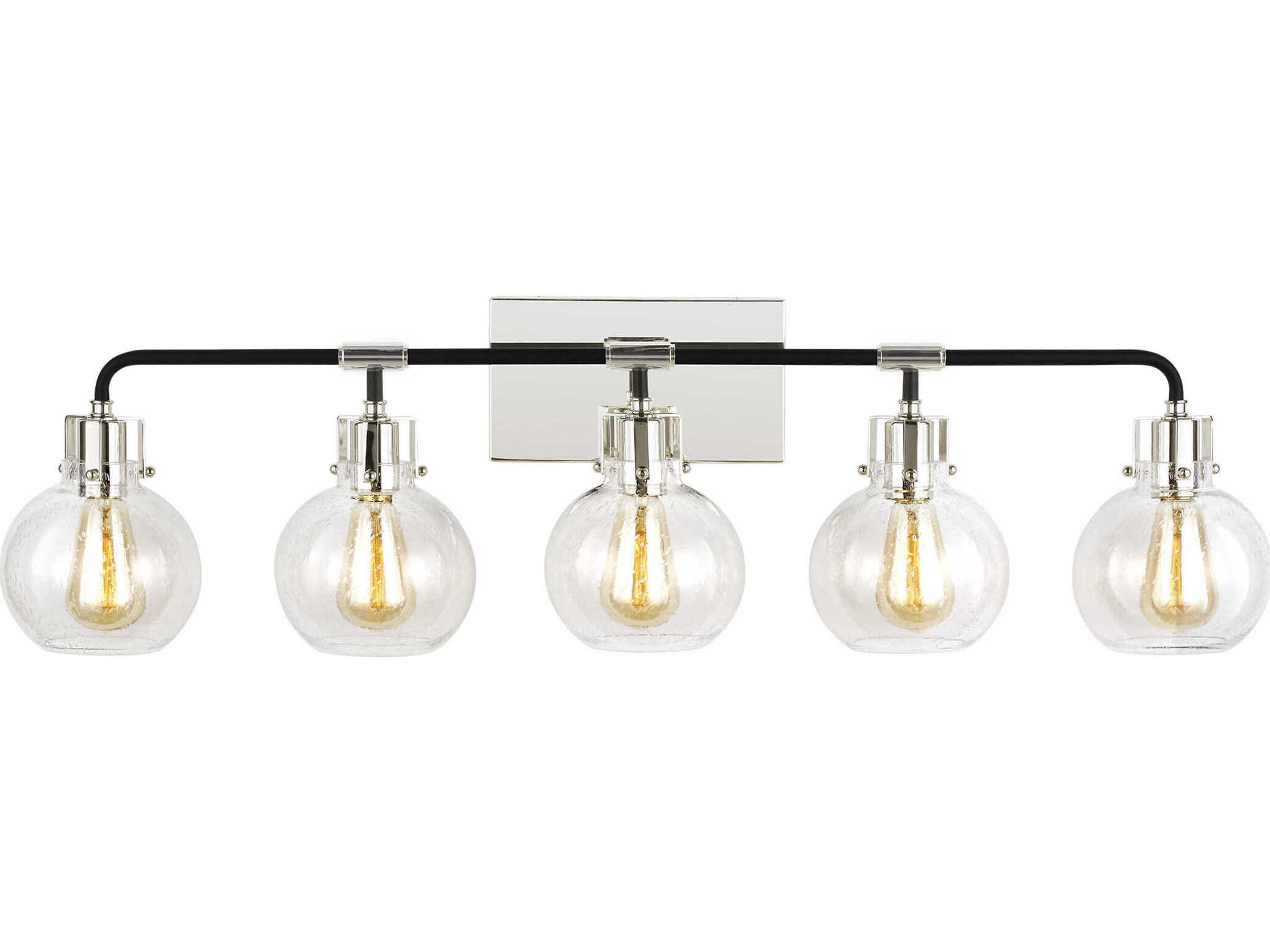 Visual Comfort Studio Clara 5-Light Polished Nickel Textured Black Vanity Light