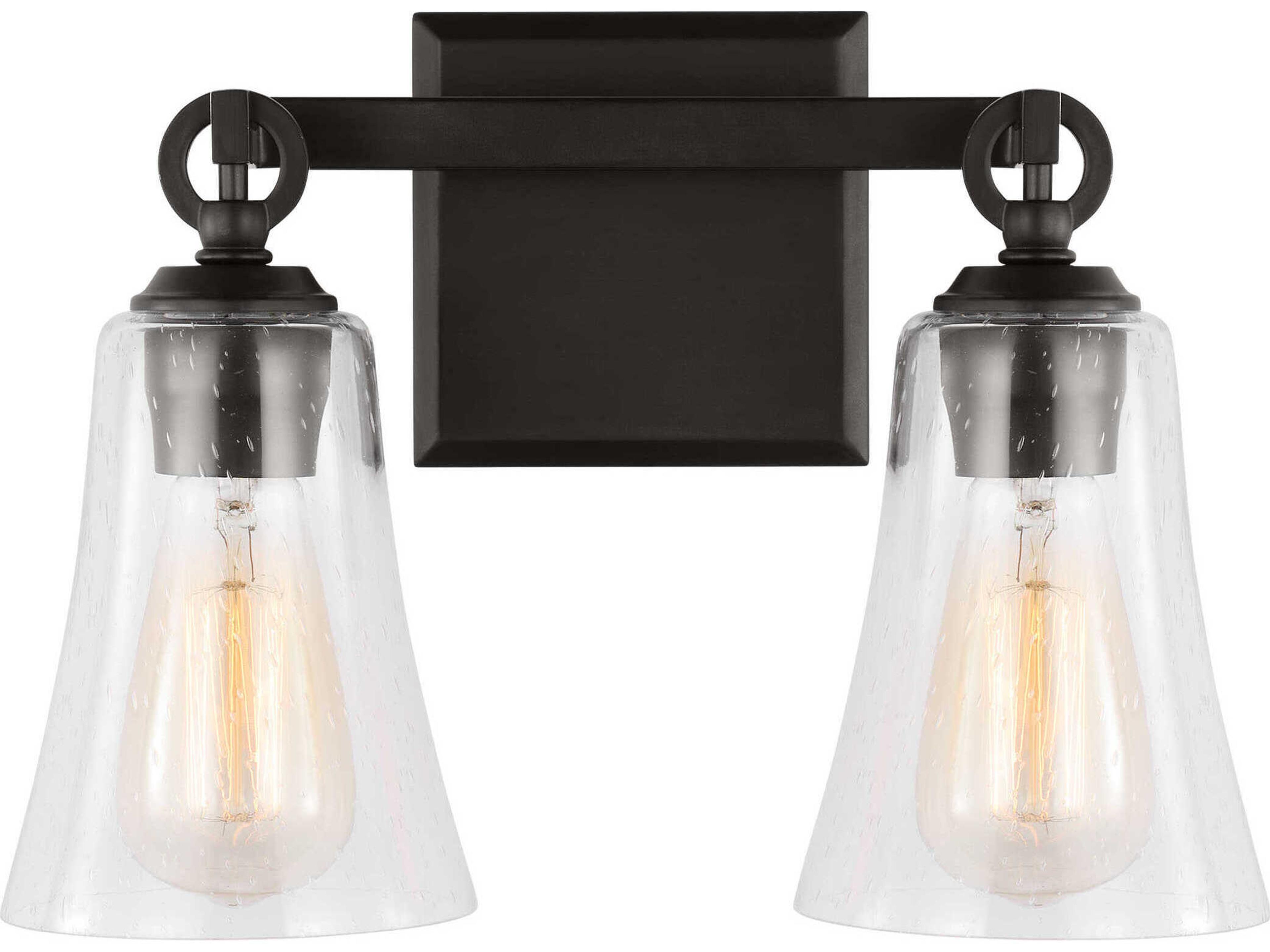 Visual Comfort Studio Monterro 2-Light Aged Iron Black Vanity Light