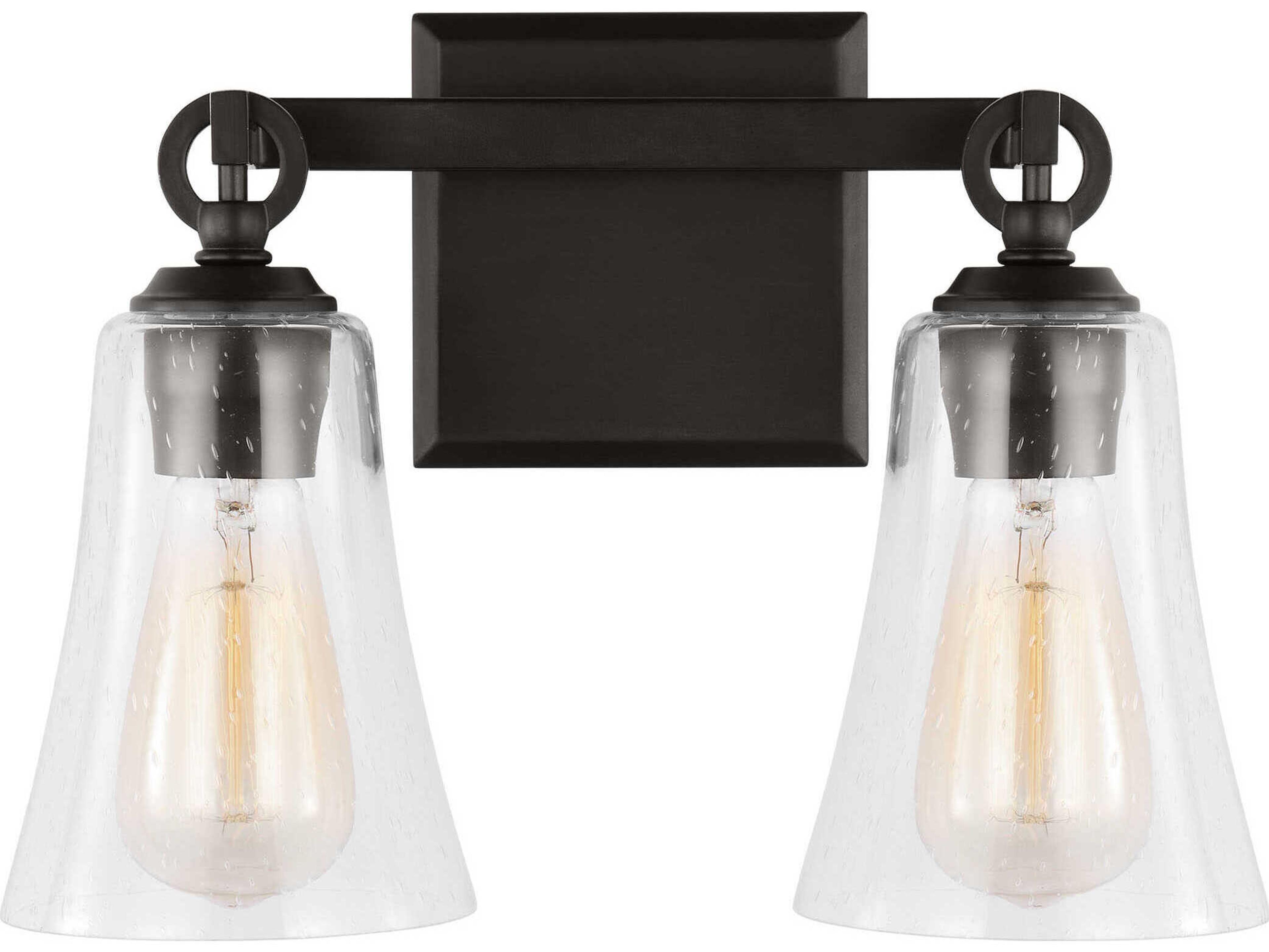 Visual Comfort Studio Monterro 2-Light Aged Iron Black Vanity Light