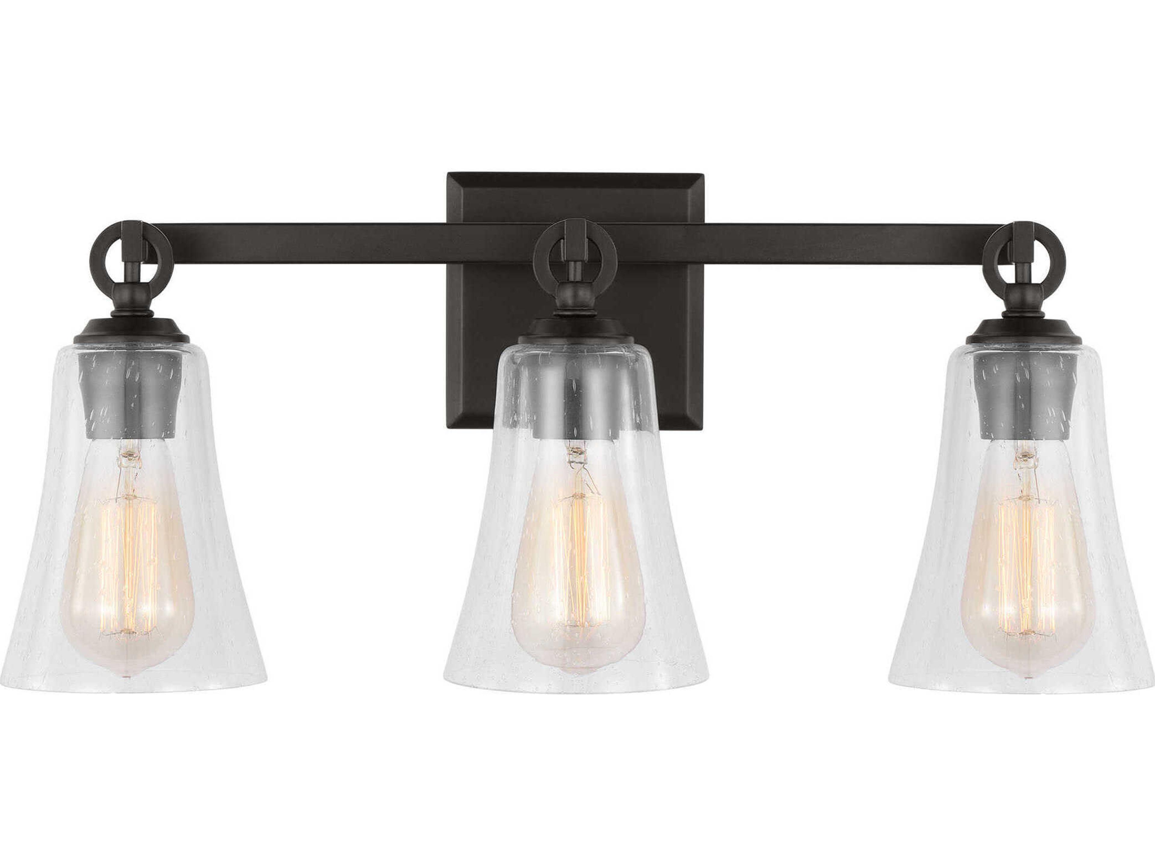 Visual Comfort Studio Monterro 3-Light Aged Iron Black Vanity Light