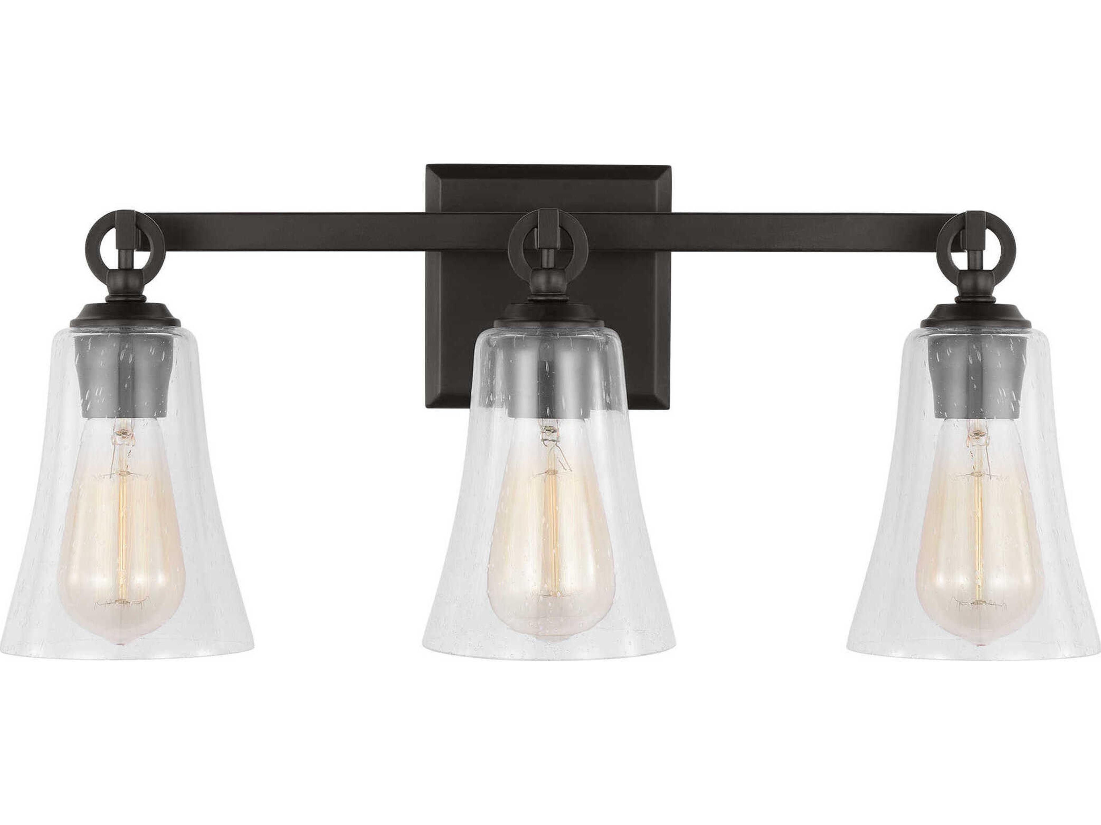 Visual Comfort Studio Monterro 3-Light Aged Iron Black Vanity Light