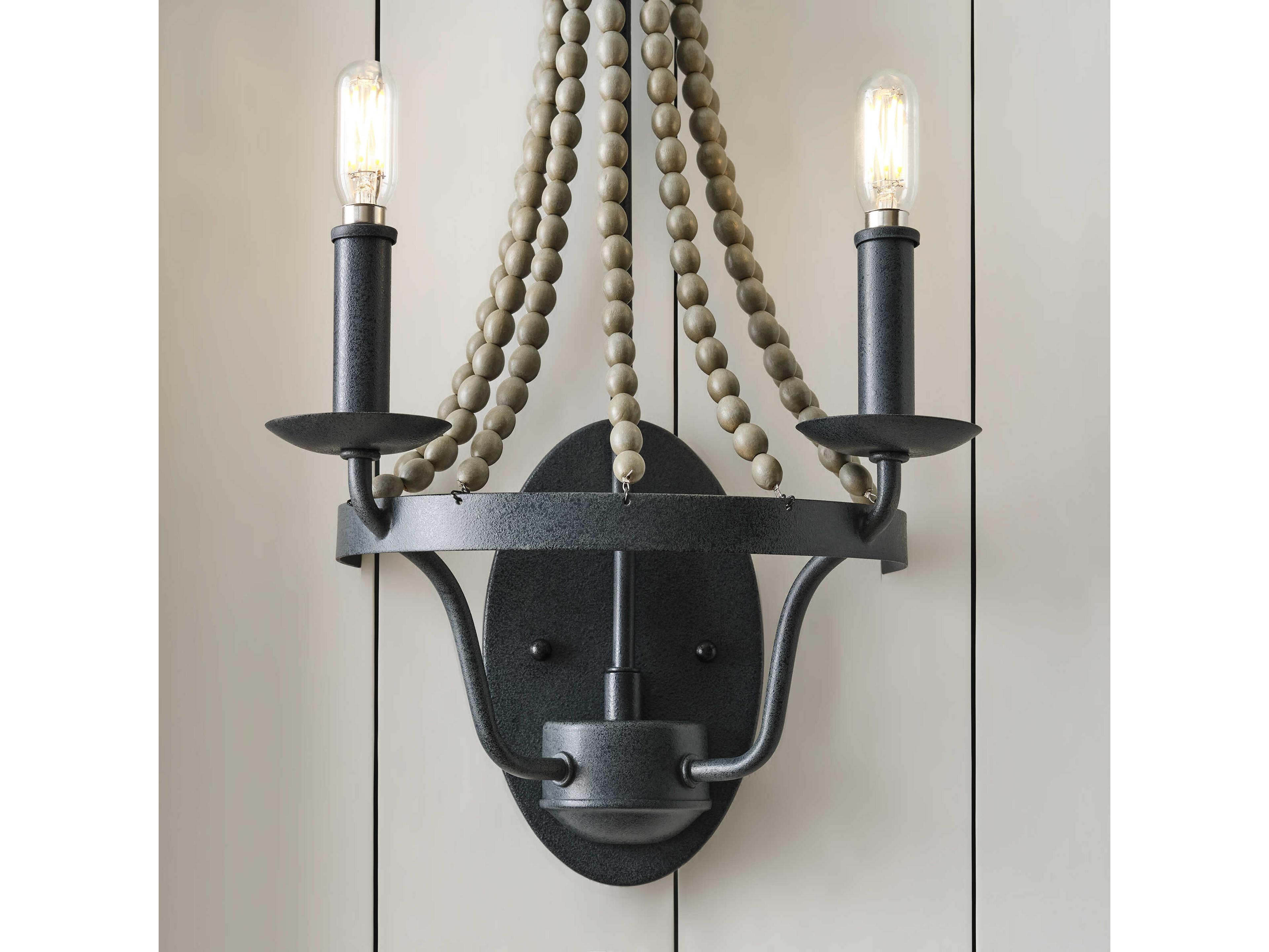 Visual Comfort Studio Nori 2-Light Dark Weathered Zinc Driftwood Grey Wall Sconce