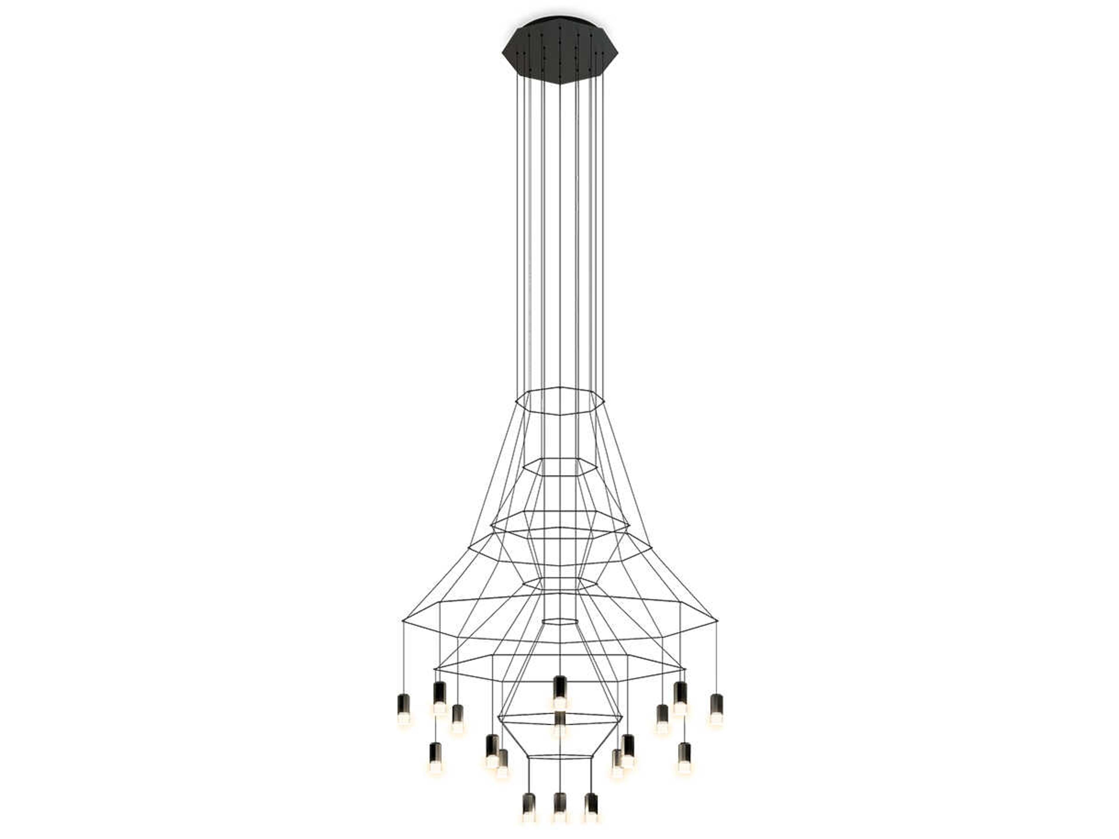 Wireflow 20-Light Black Geometric Pendant