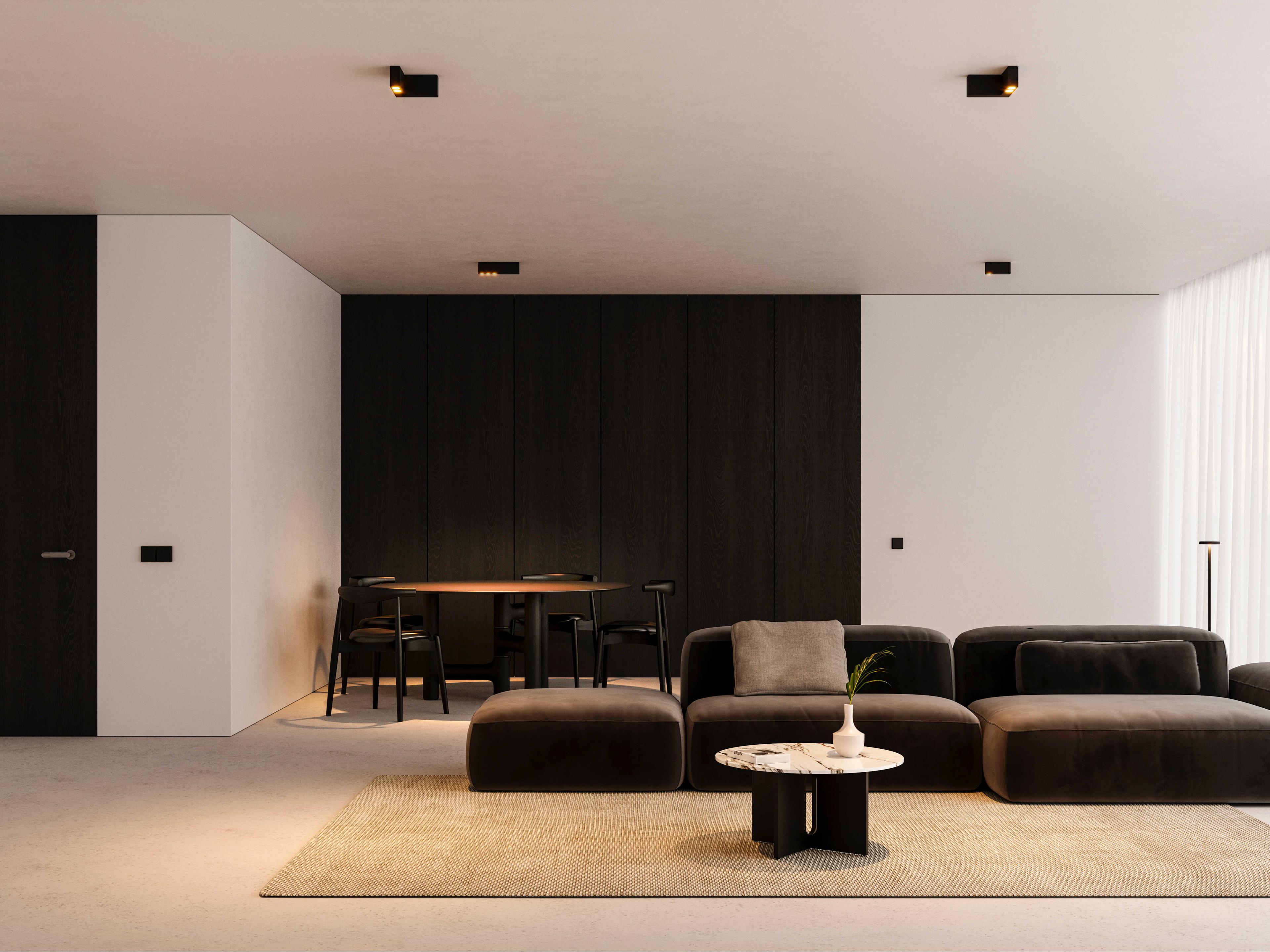 Vibia Offset 2-Light Black Linear Flush Mount