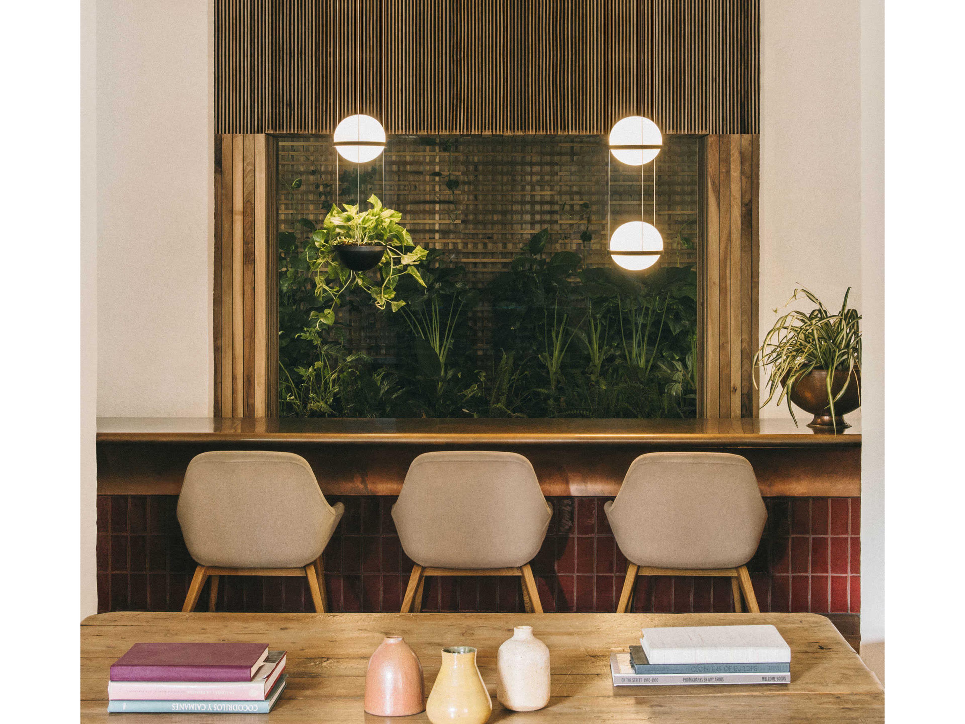 Vibia Palma 2-Light Gray Glass LED Globe Linear Mini Pendant