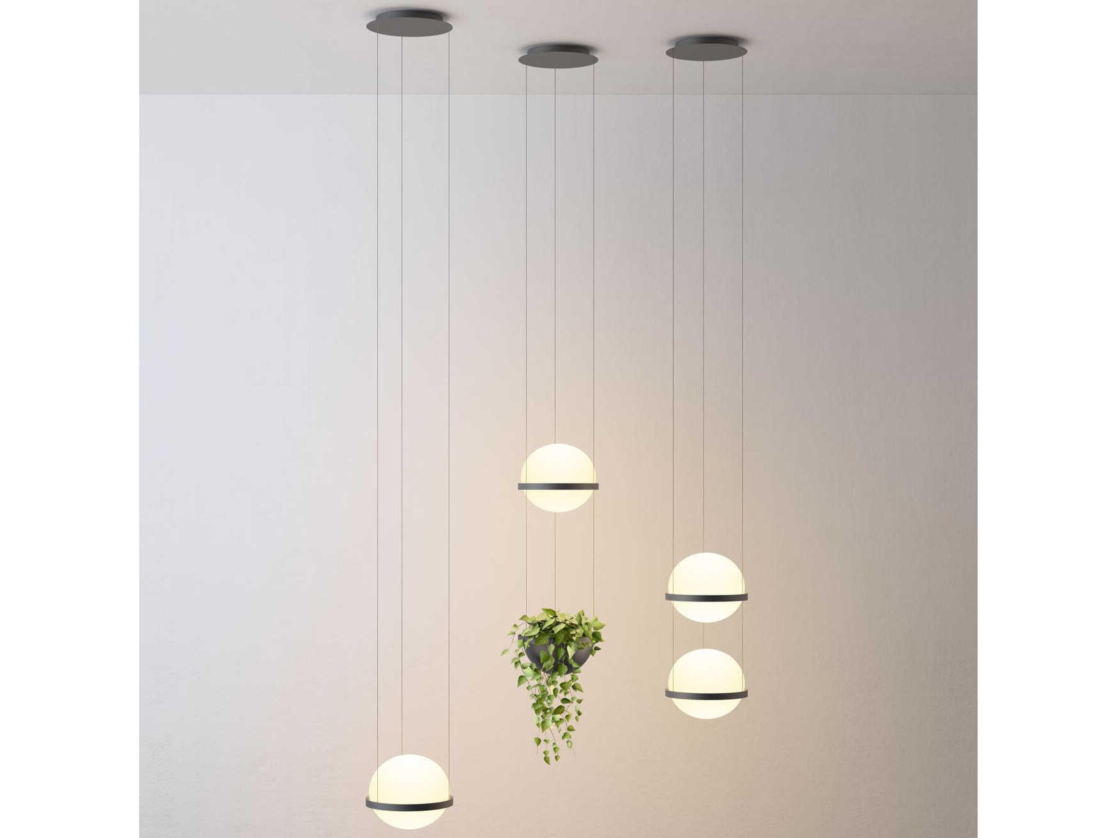 Vibia Palma 4-Light Gray Glass LED Globe Linear Mini Pendant