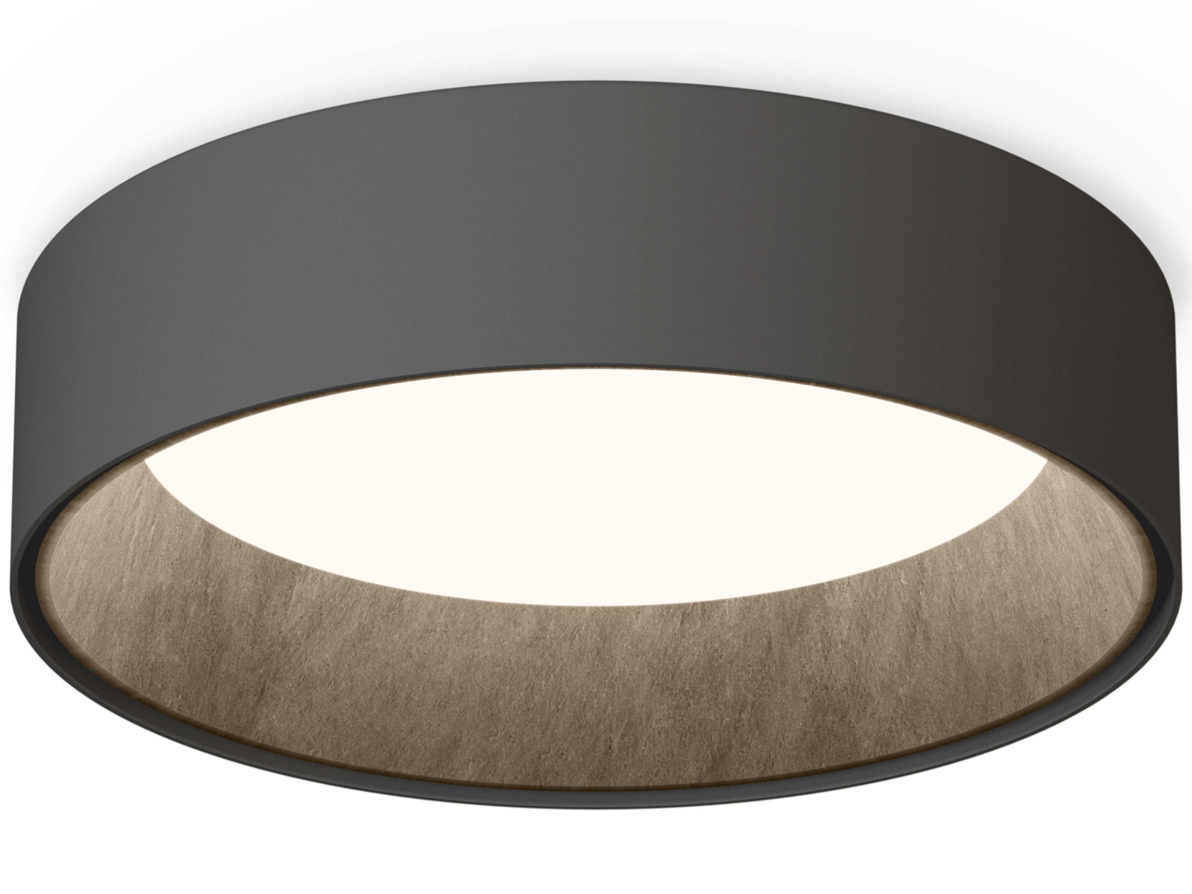 Duo Petra 1-Light Graphite Black Drum Flush Mount