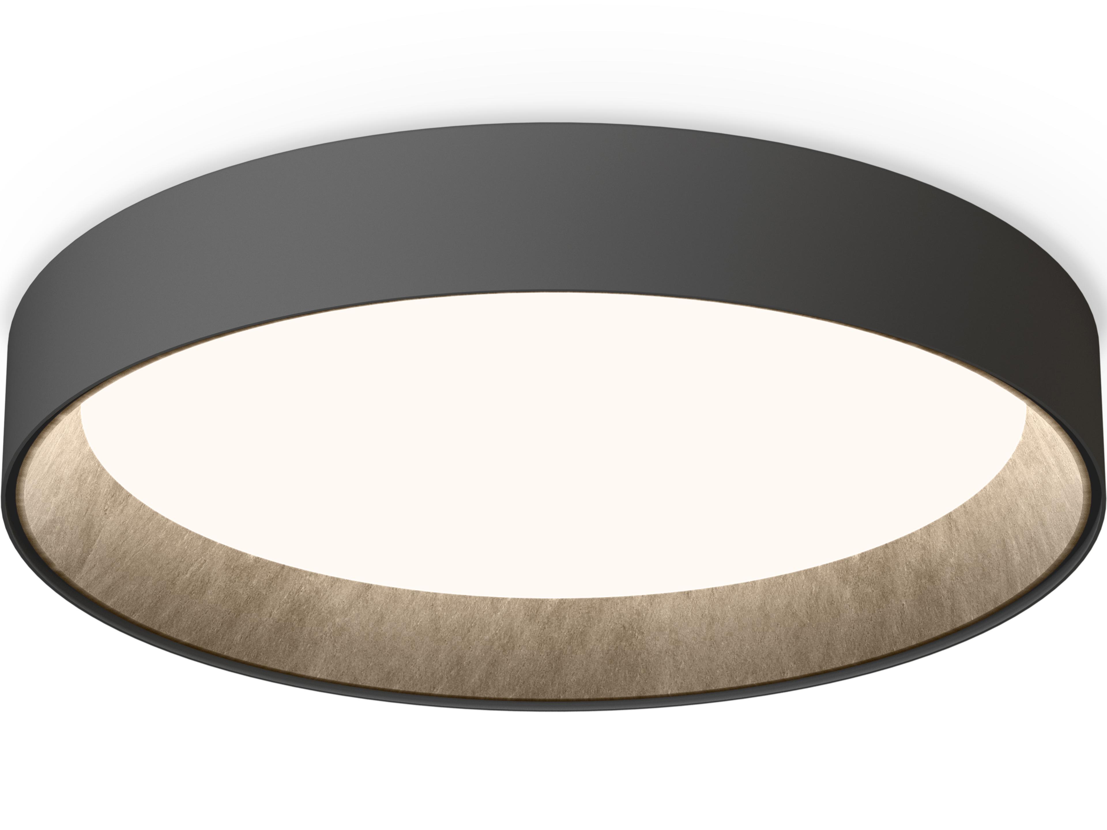 Duo Petra 1-Light Graphite Black Drum Flush Mount