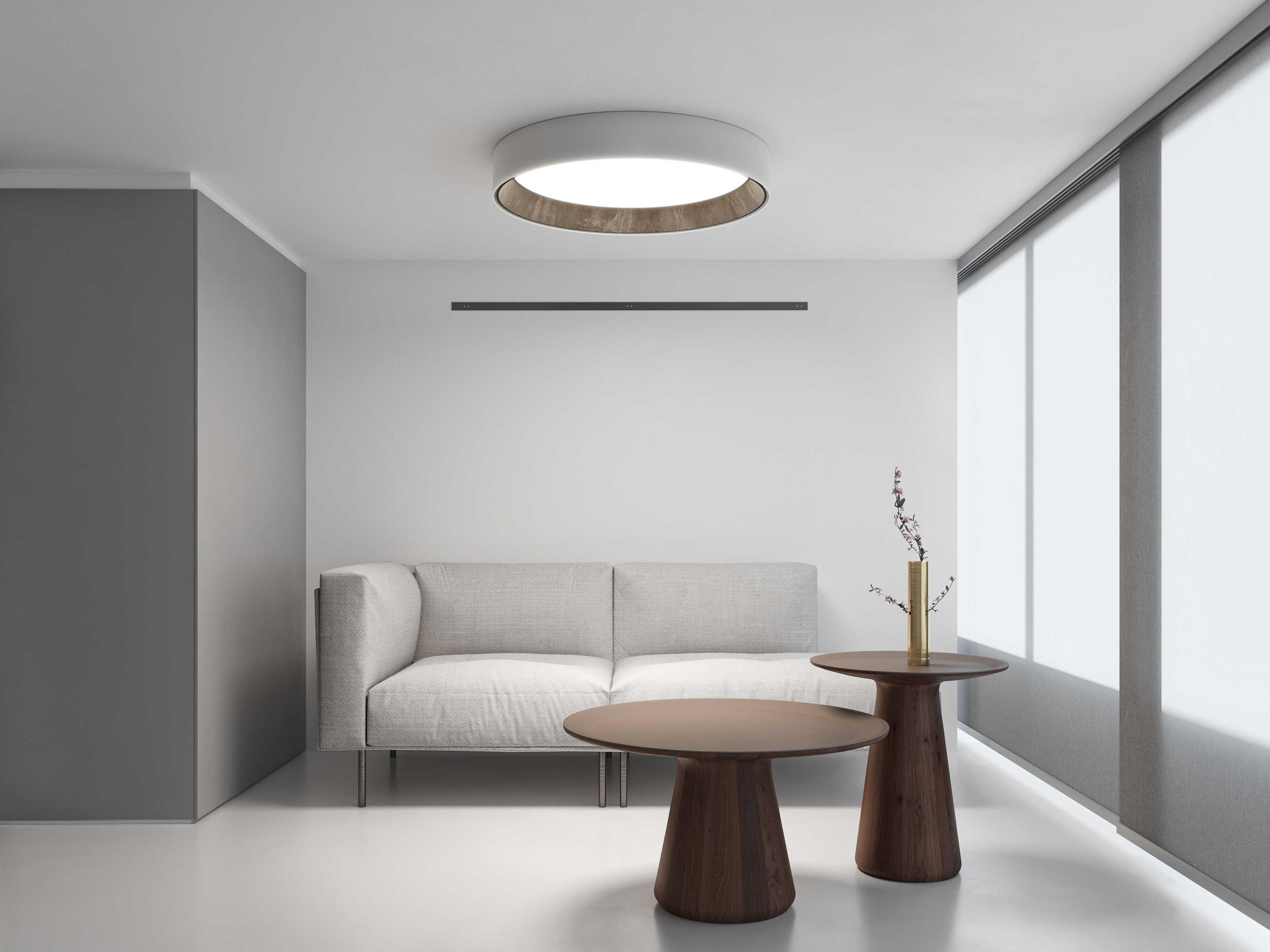 Vibia Duo Petra 1-Light White Drum Flush Mount