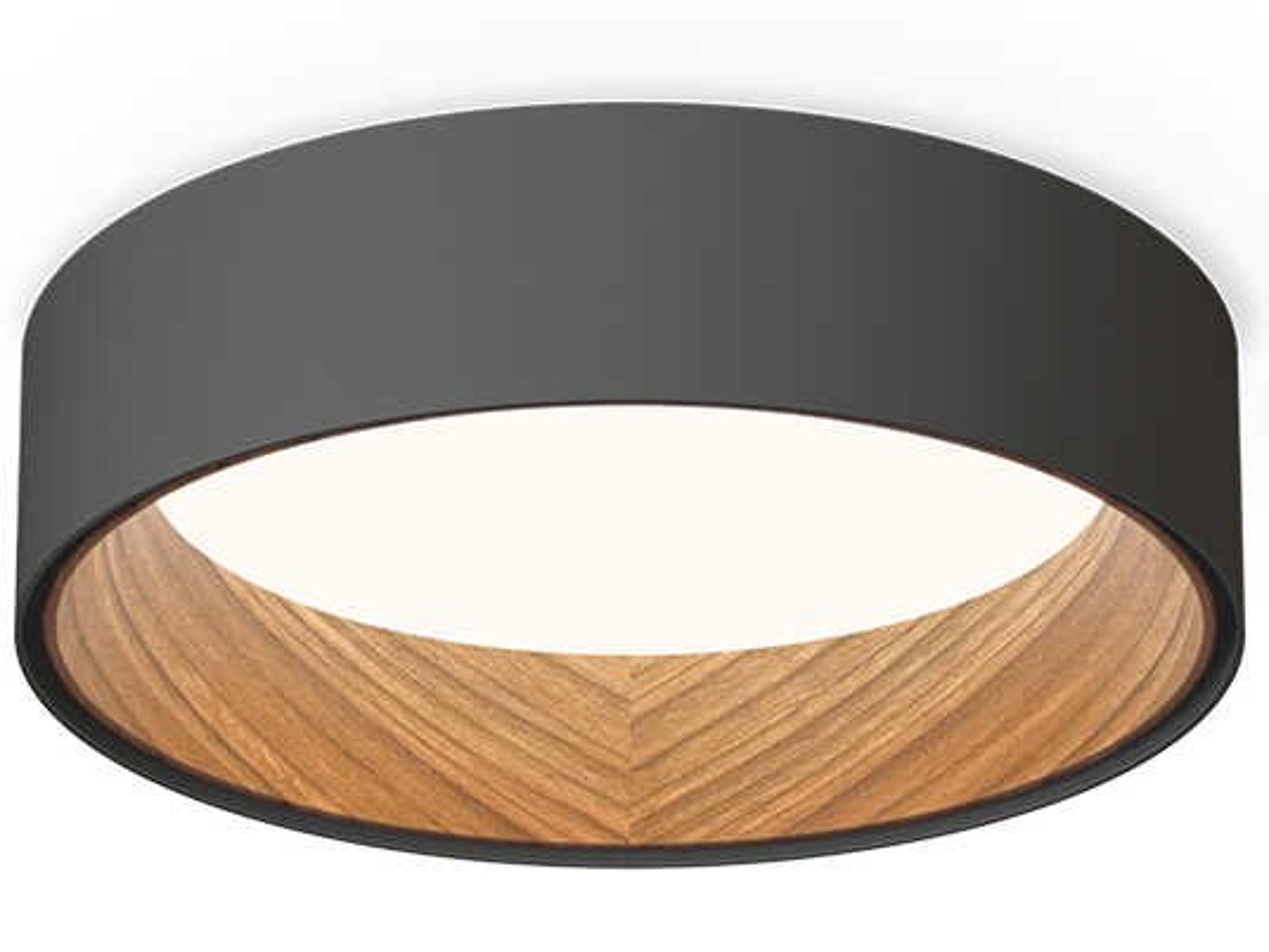 Duo 1-Light American Walnut Graphite Black Round Flush Mount