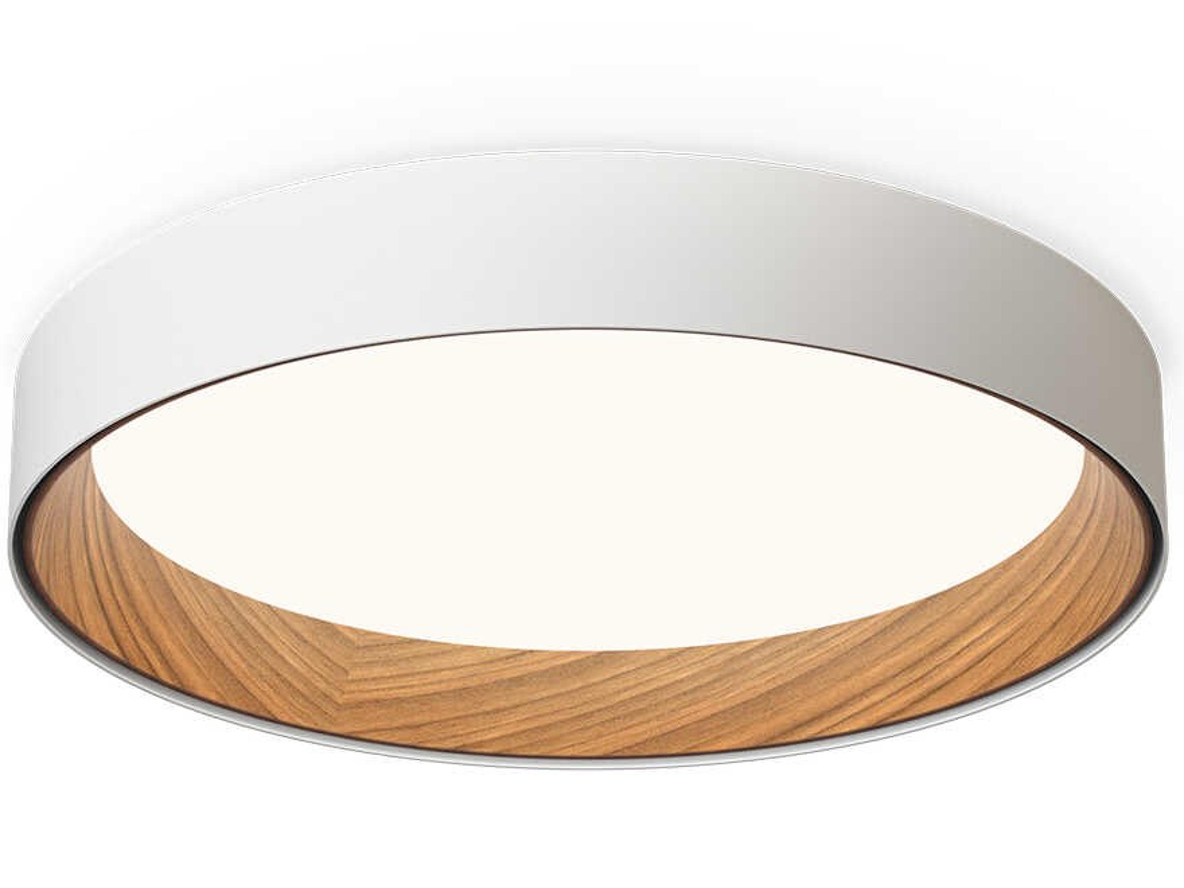 Duo 1-Light American Walnut White Round Flush Mount