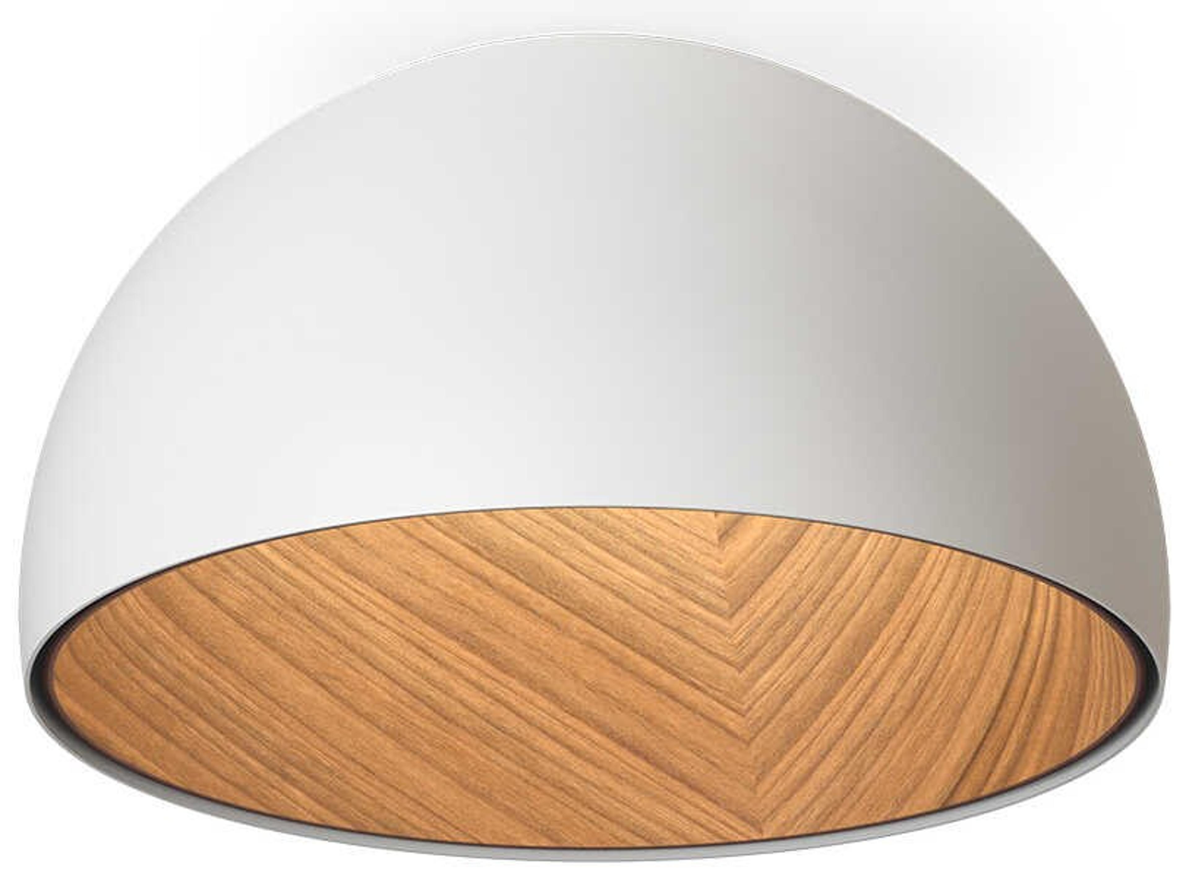 Duo 1-Light American Walnut White Dome Flush Mount