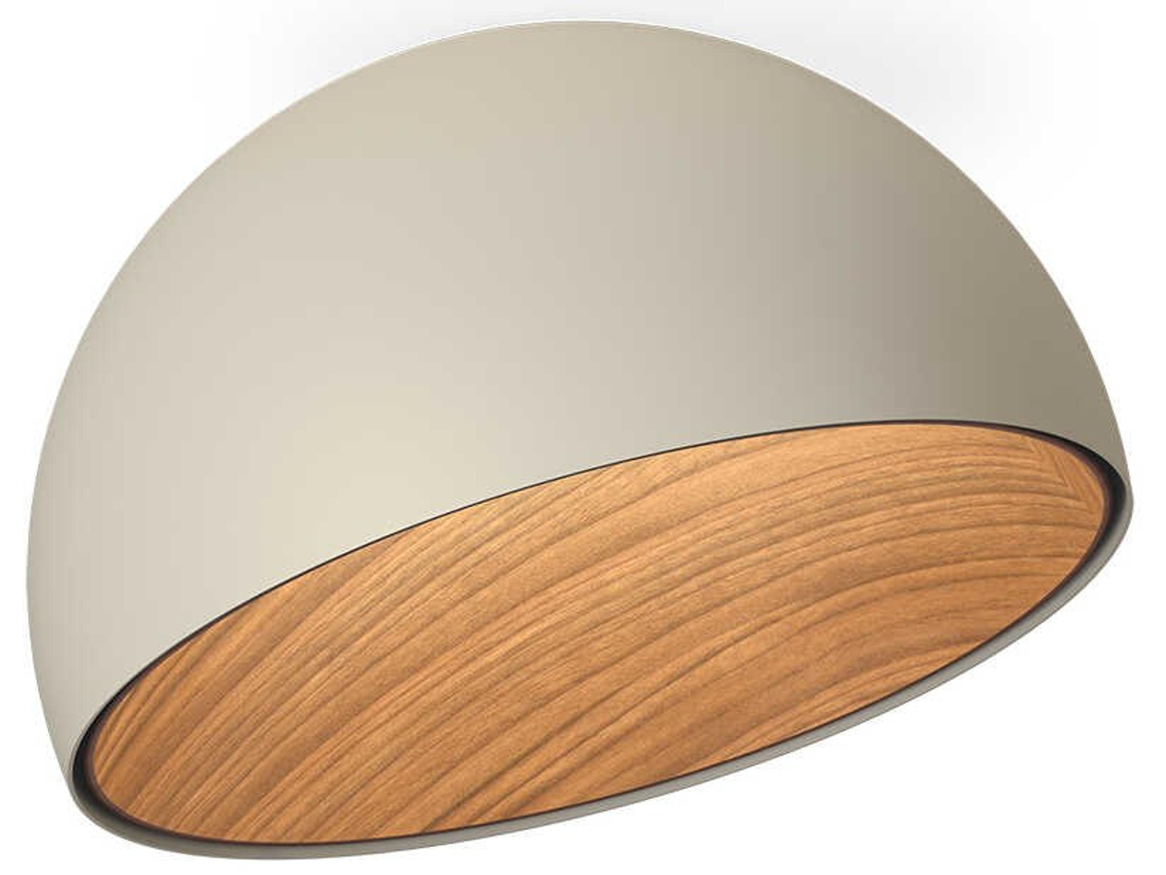 Vibia Duo 1-Light American Walnut Cream Off White Dome Flush Mount