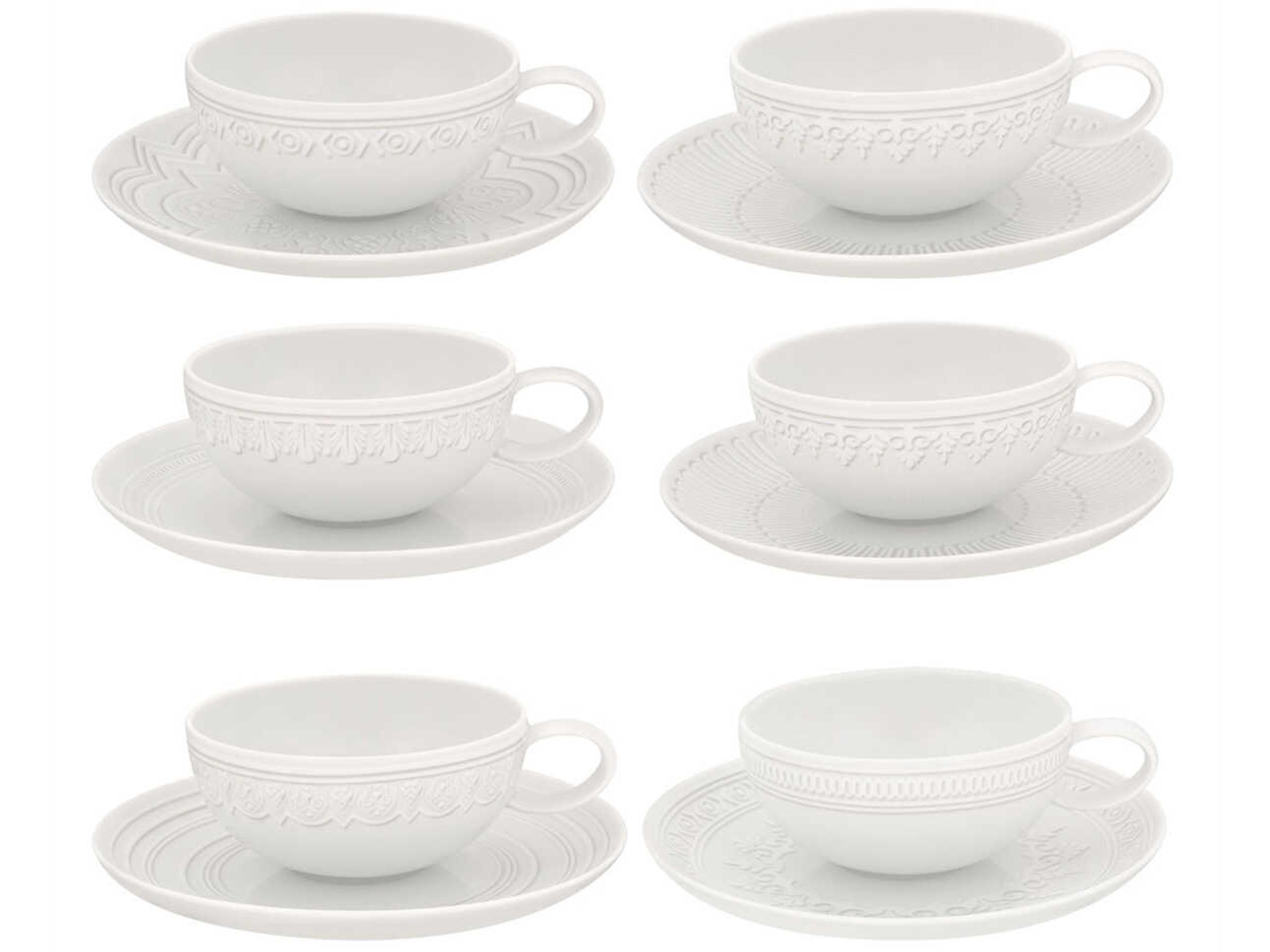 Ornament Tea Cup and Saucer Set of 6