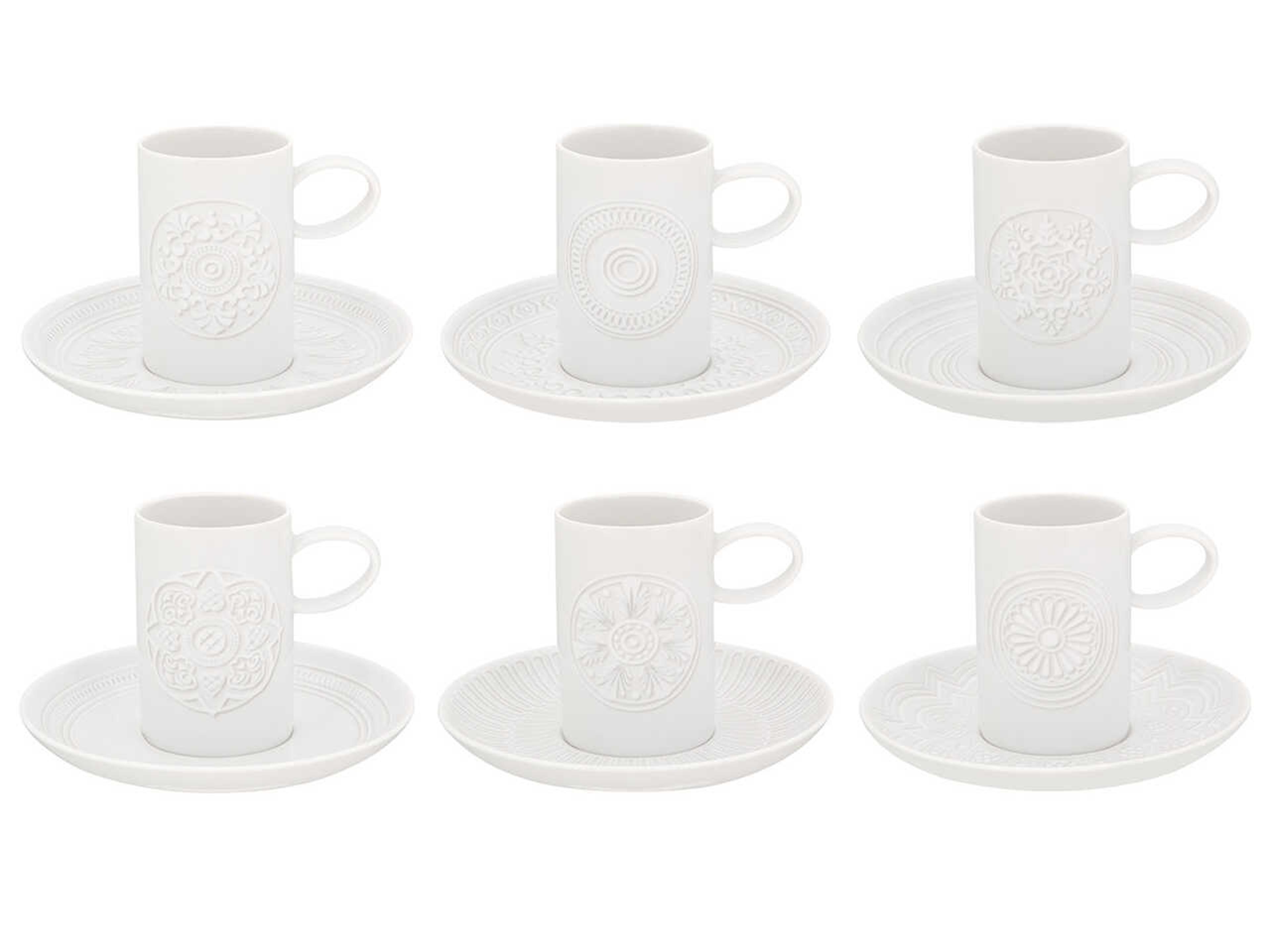 Ornament Coffee Cup and Saucer Set of 6