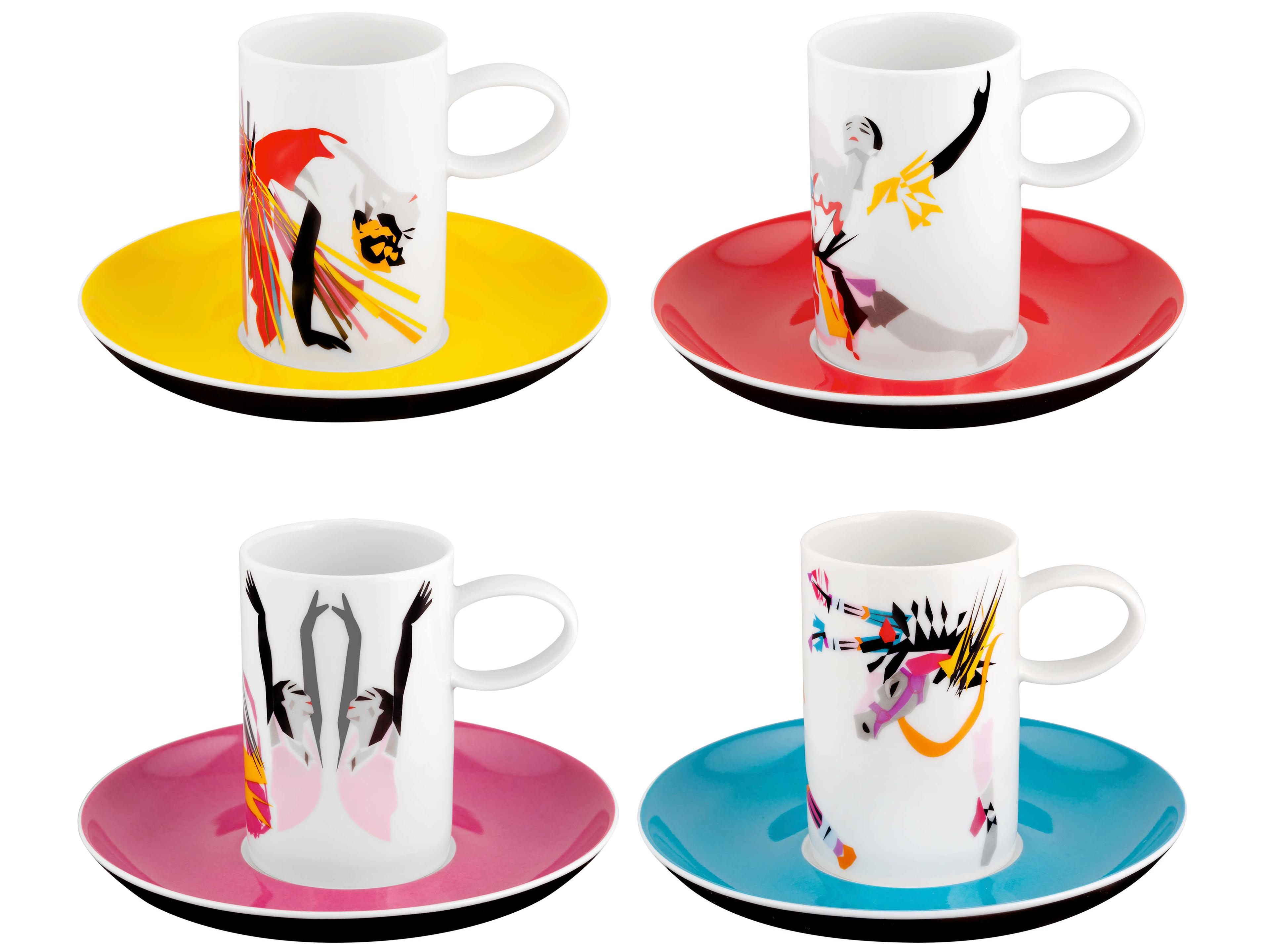 Tchaikovs Espresso/Coffee Cups and Saucers Set of 4