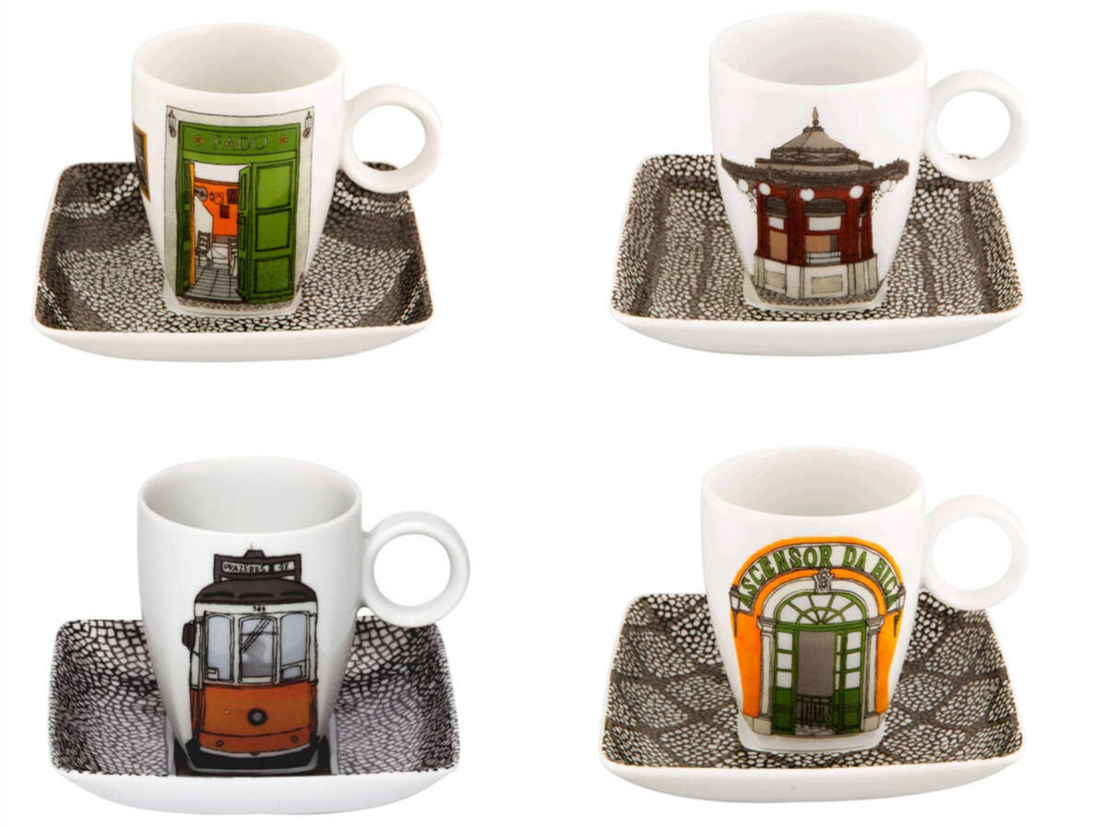 Vista Alegre Alma De Lisboa Cups and Saucers Set of 4
