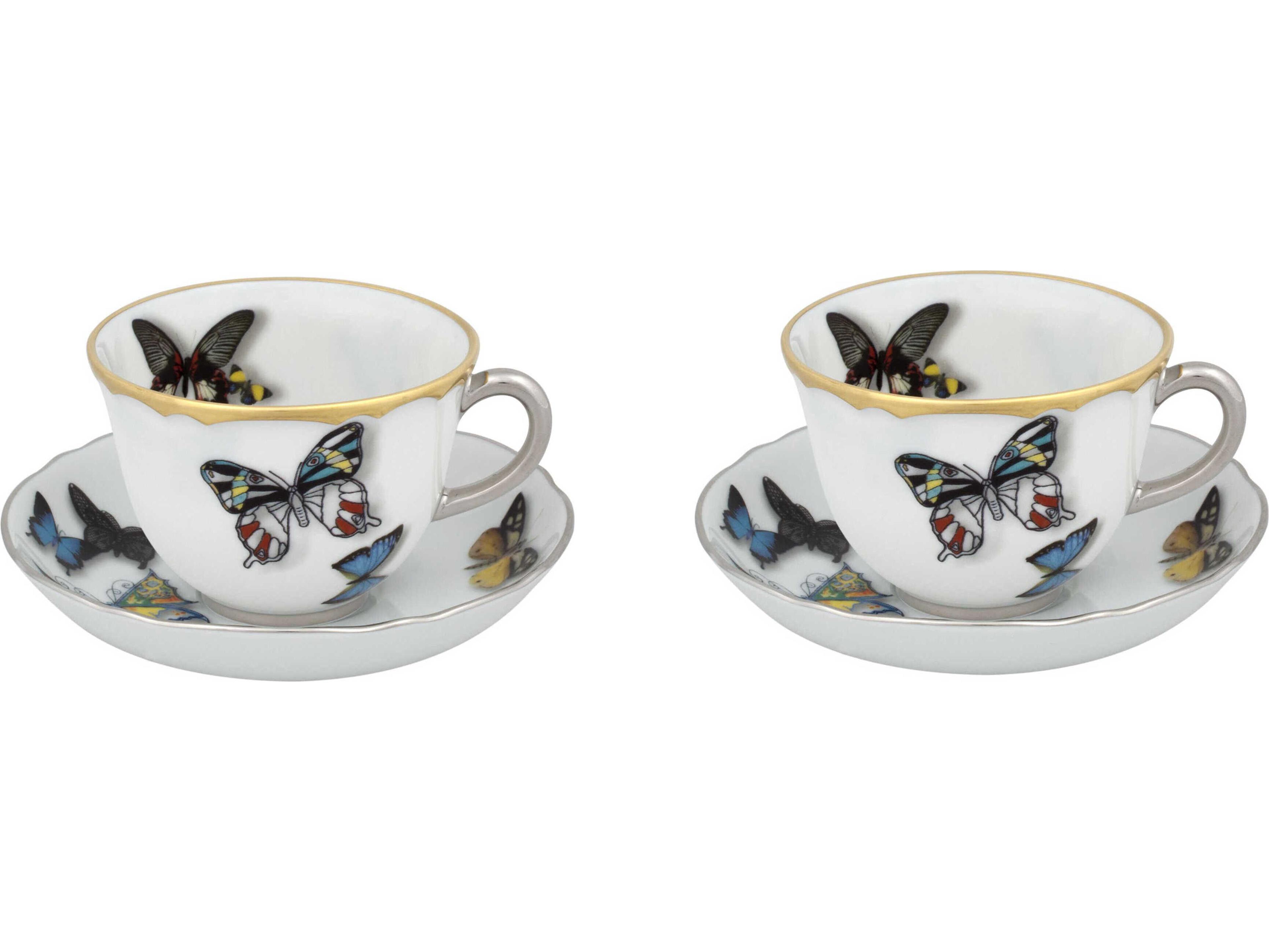 Lacroix Butterfly Parade Coffee Cups and Saucers Set of 2
