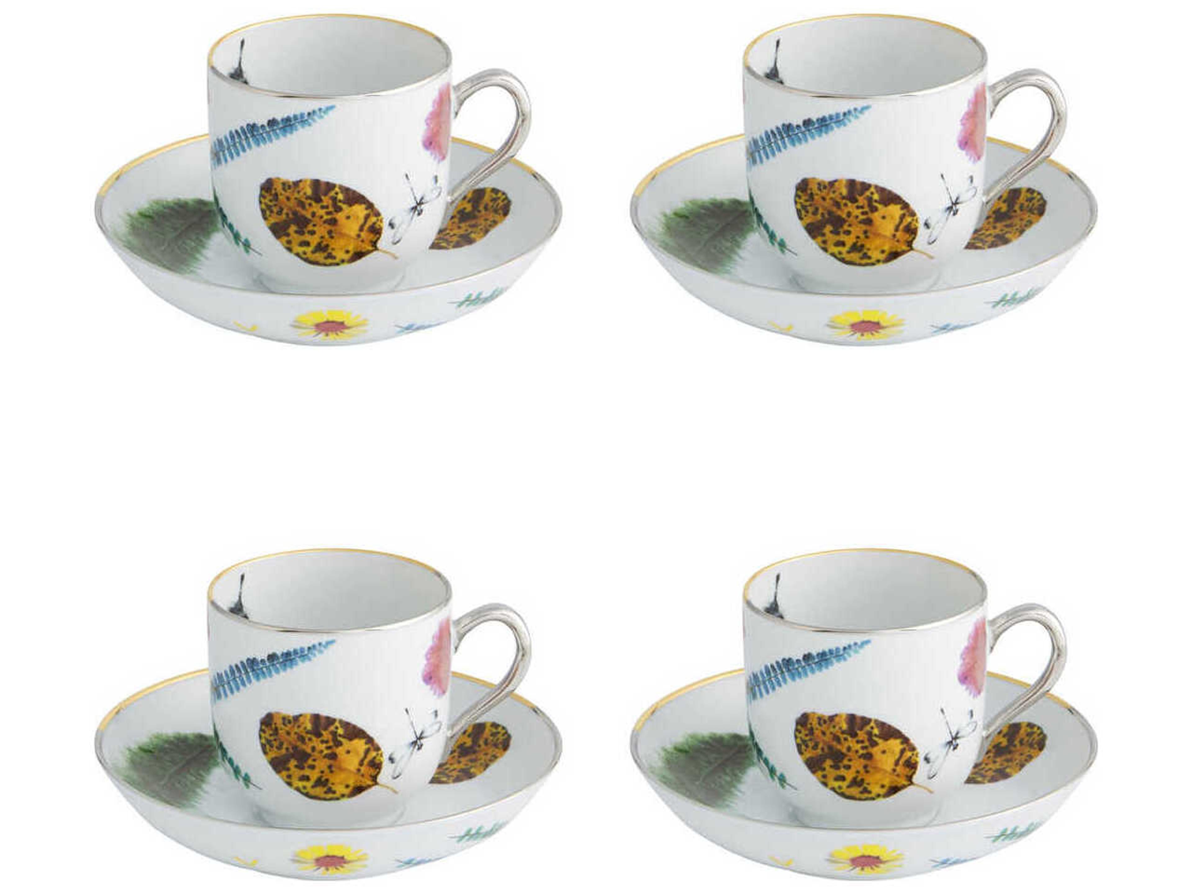 Vista Alegre Lacroix Caribe Tea Cup and Saucer Set of 4