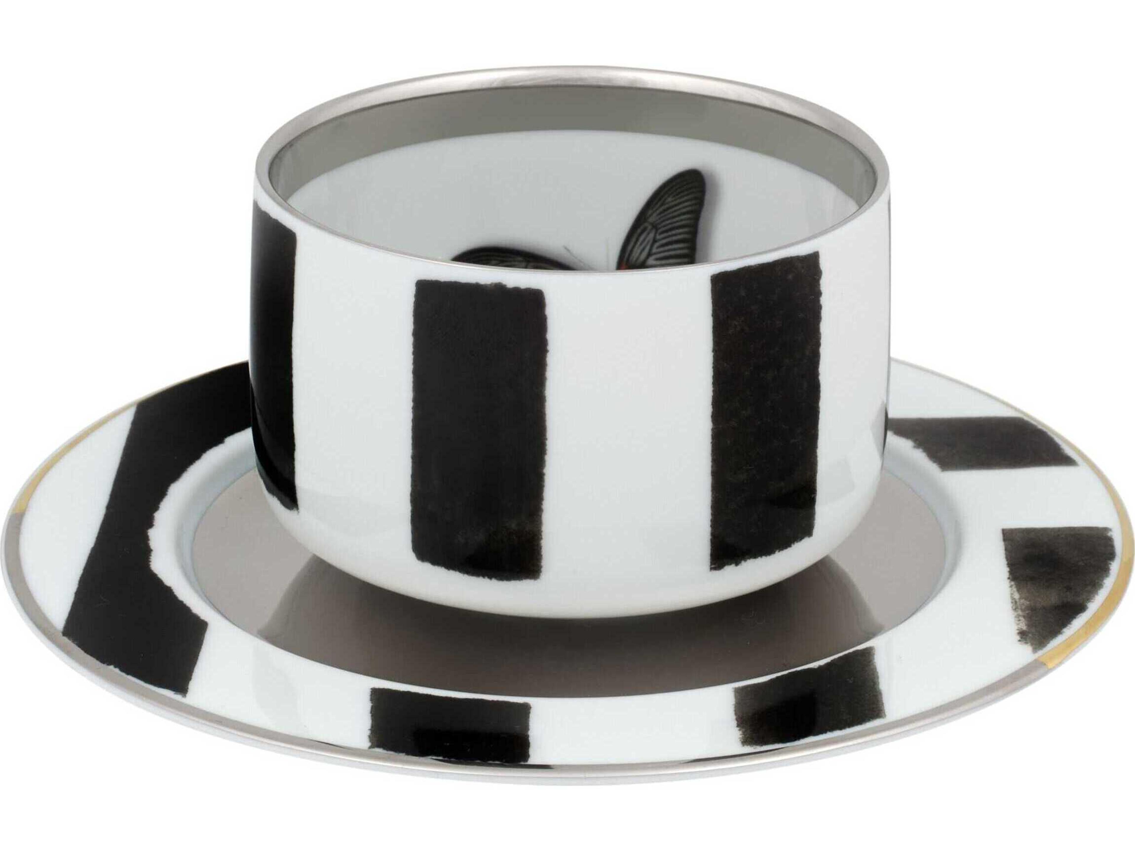 Vista Alegre Lacroix Sol Y Sombra Tea Cup and Saucer Set of 4