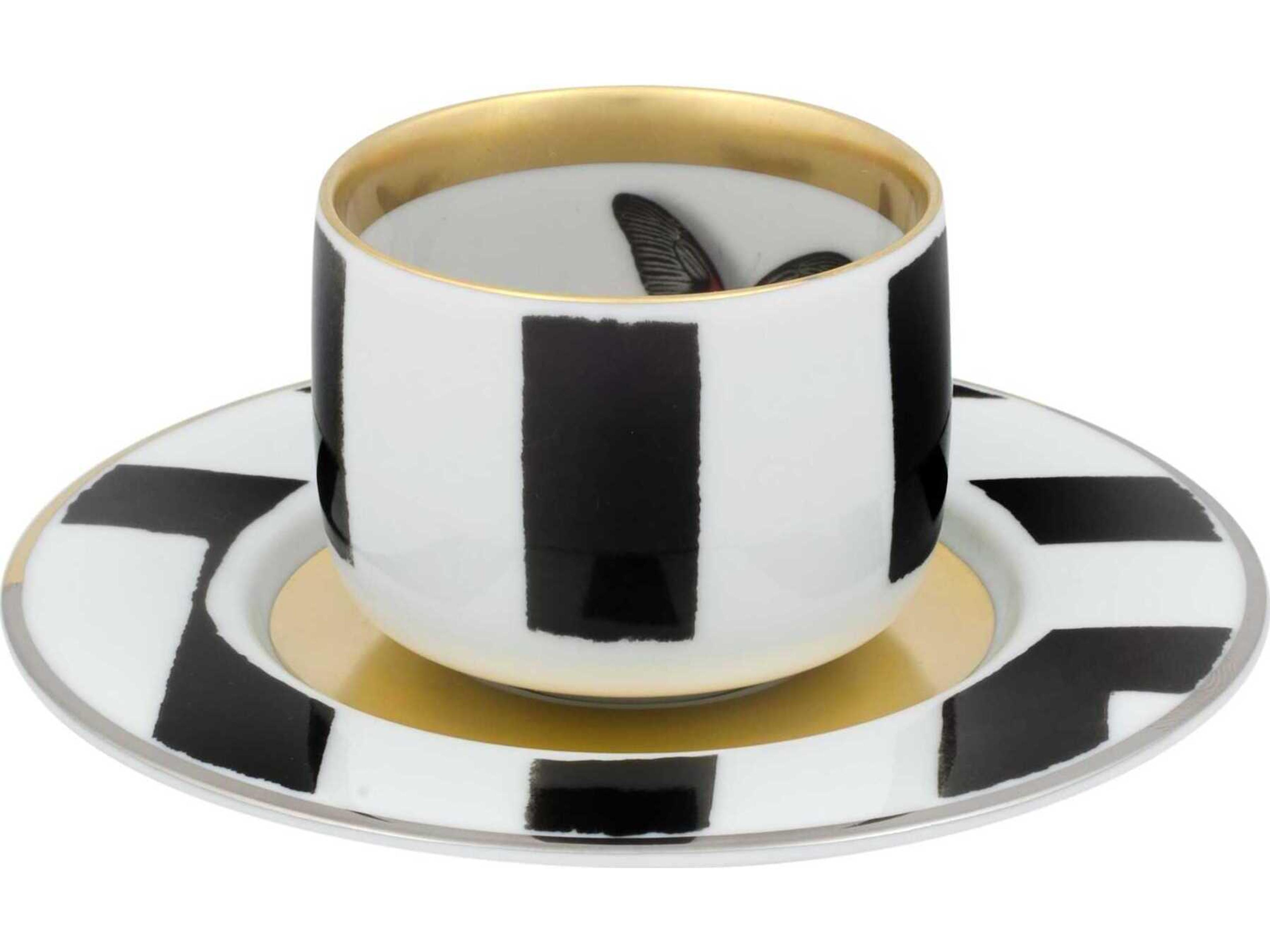 Vista Alegre Lacroix Sol Y Sombra Coffee Cup and Saucer Set of 4