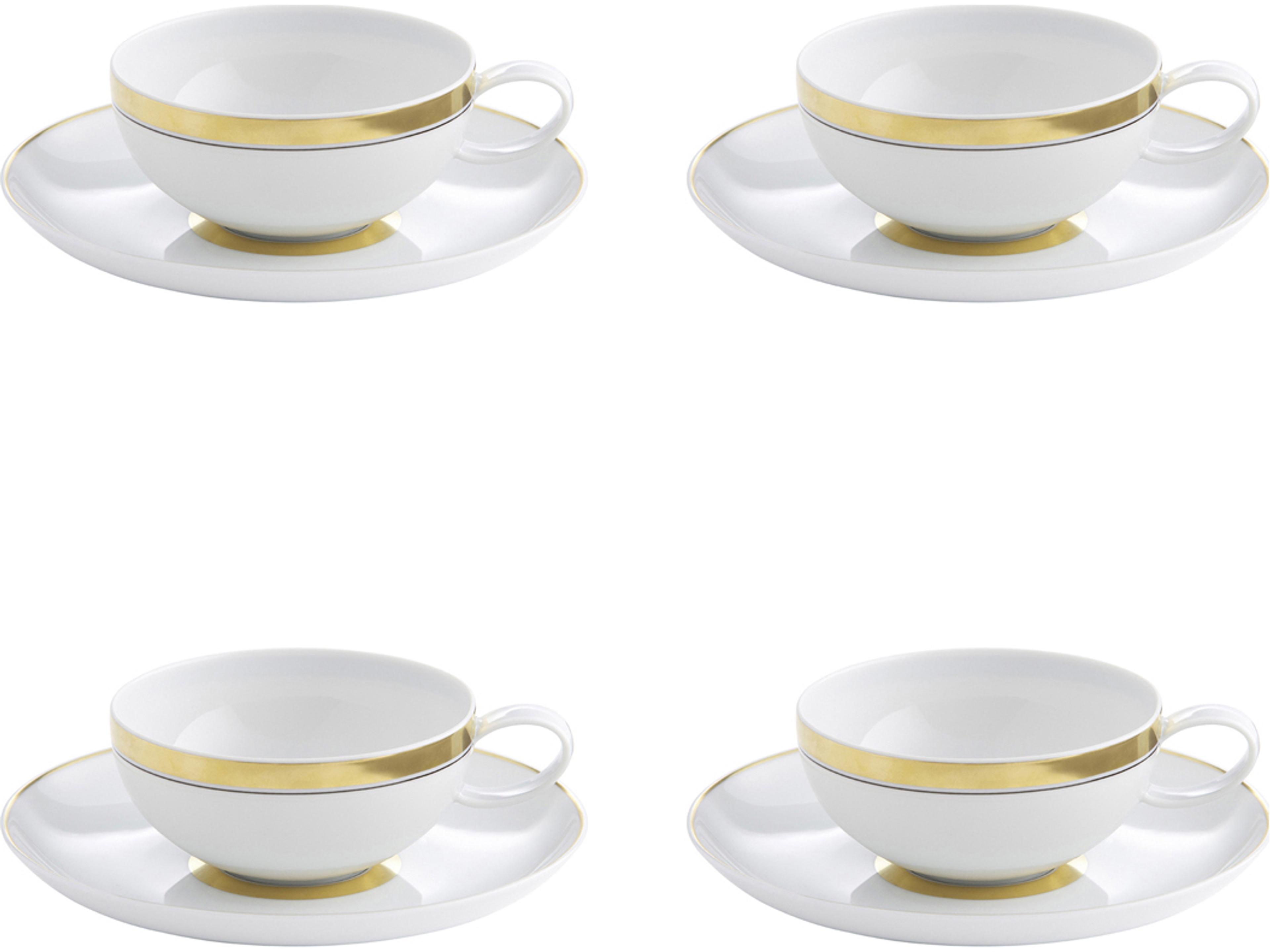 Domo Gold Tea Cup and Saucer Set of 4