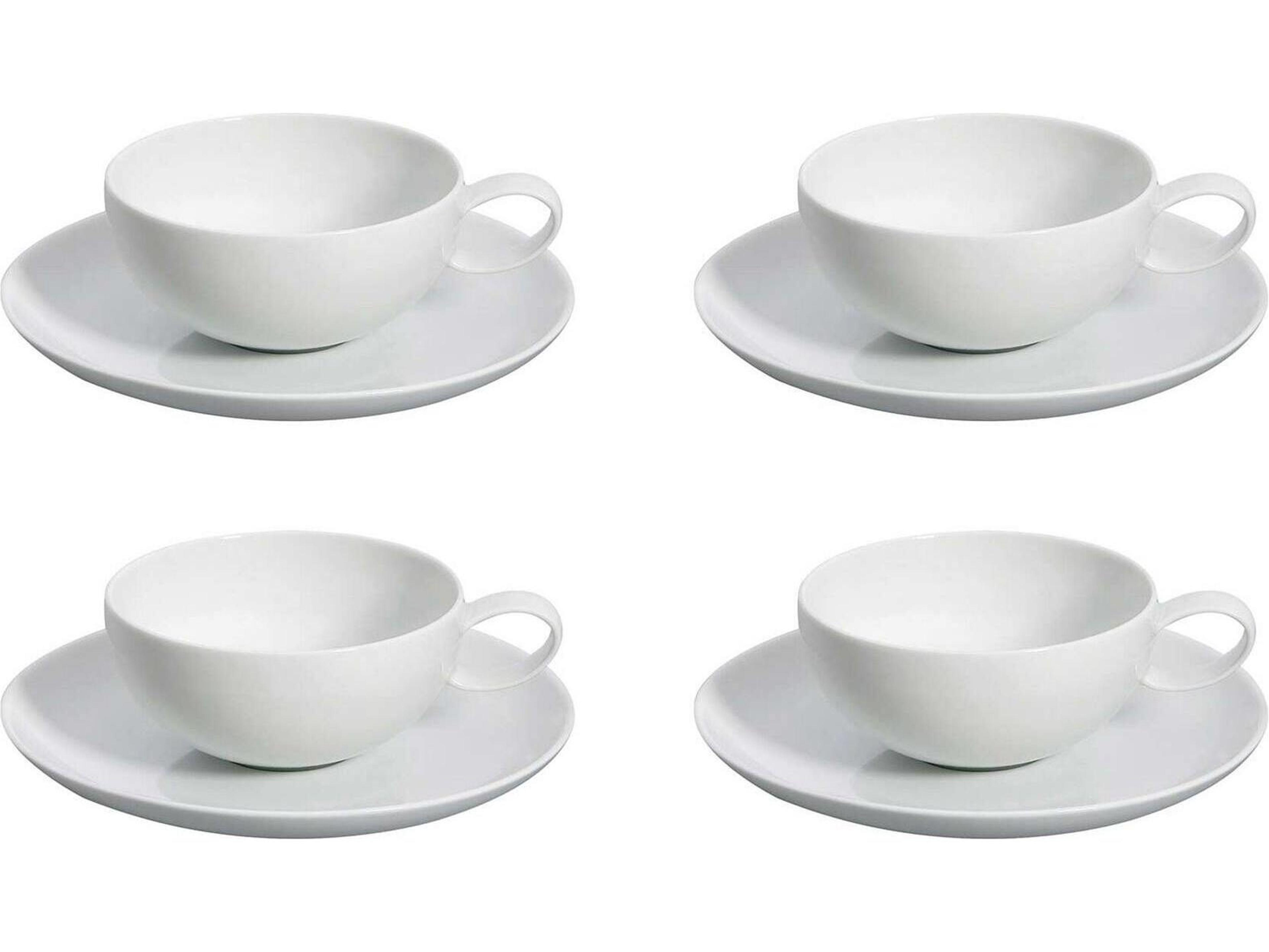 Domo White Tea Cup and Saucer Set of 4