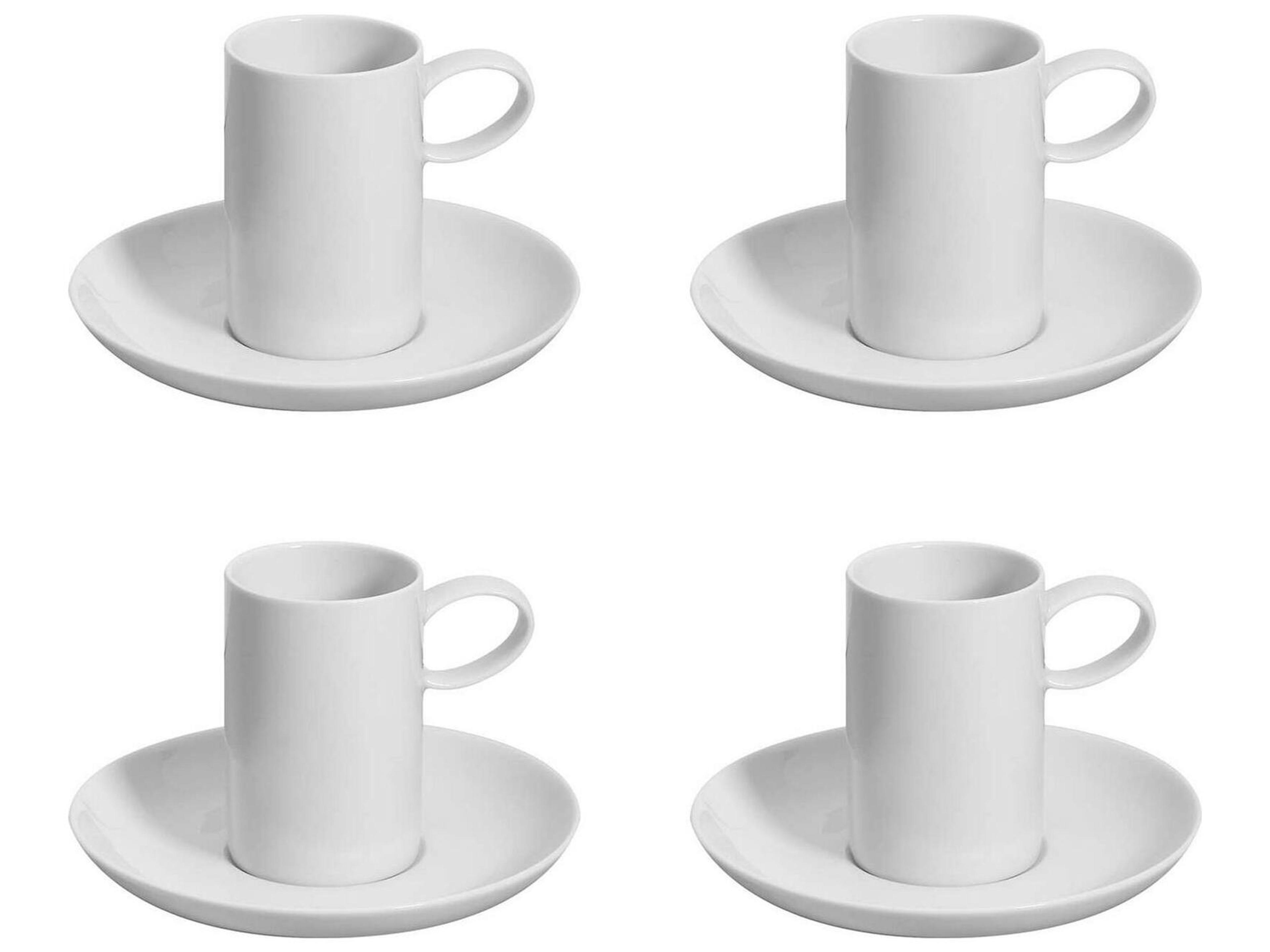 Domo White Coffee Cup and Saucer Set of 4
