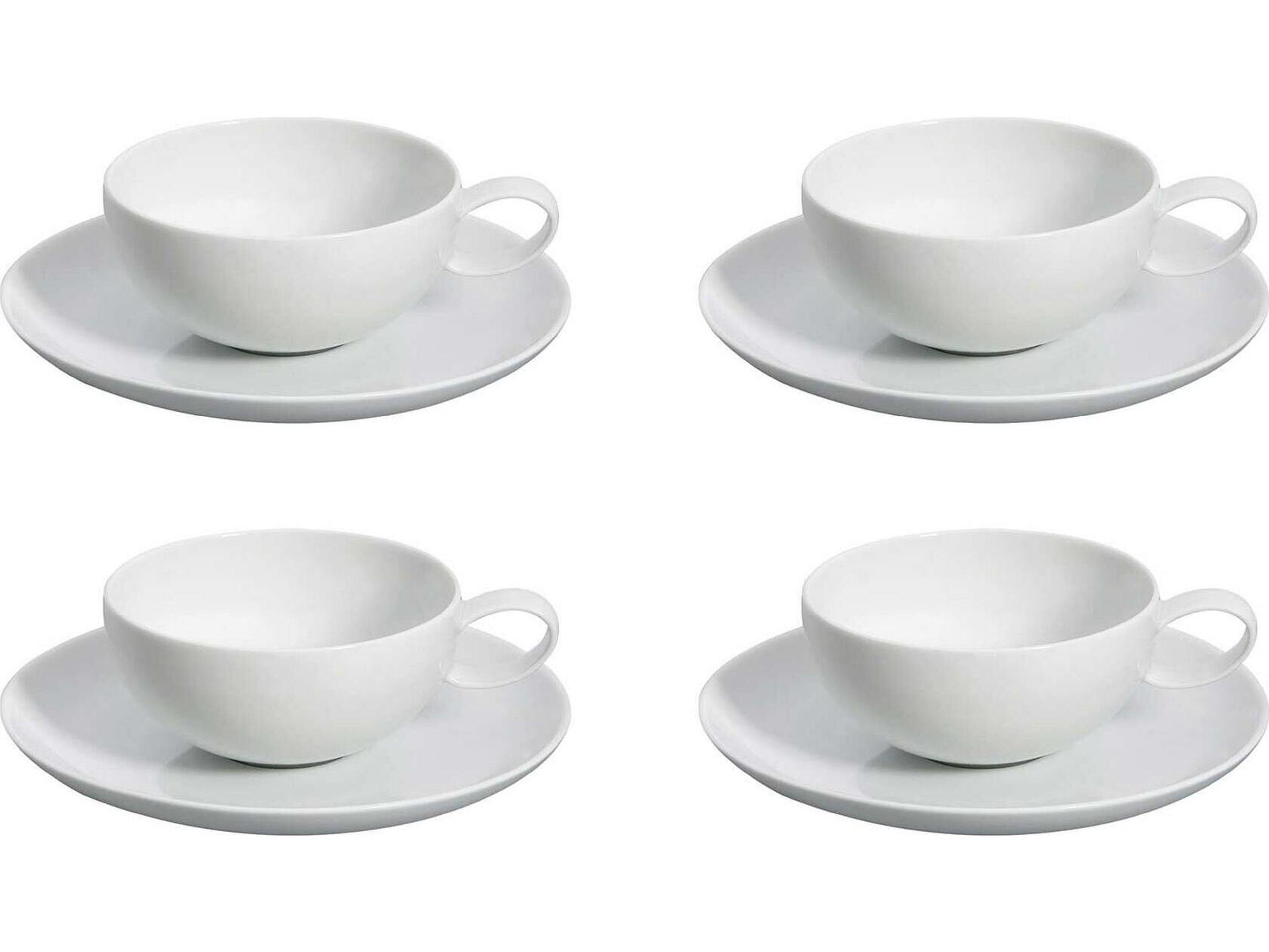 Domo White Breakfast Cup and Saucer Set of 4