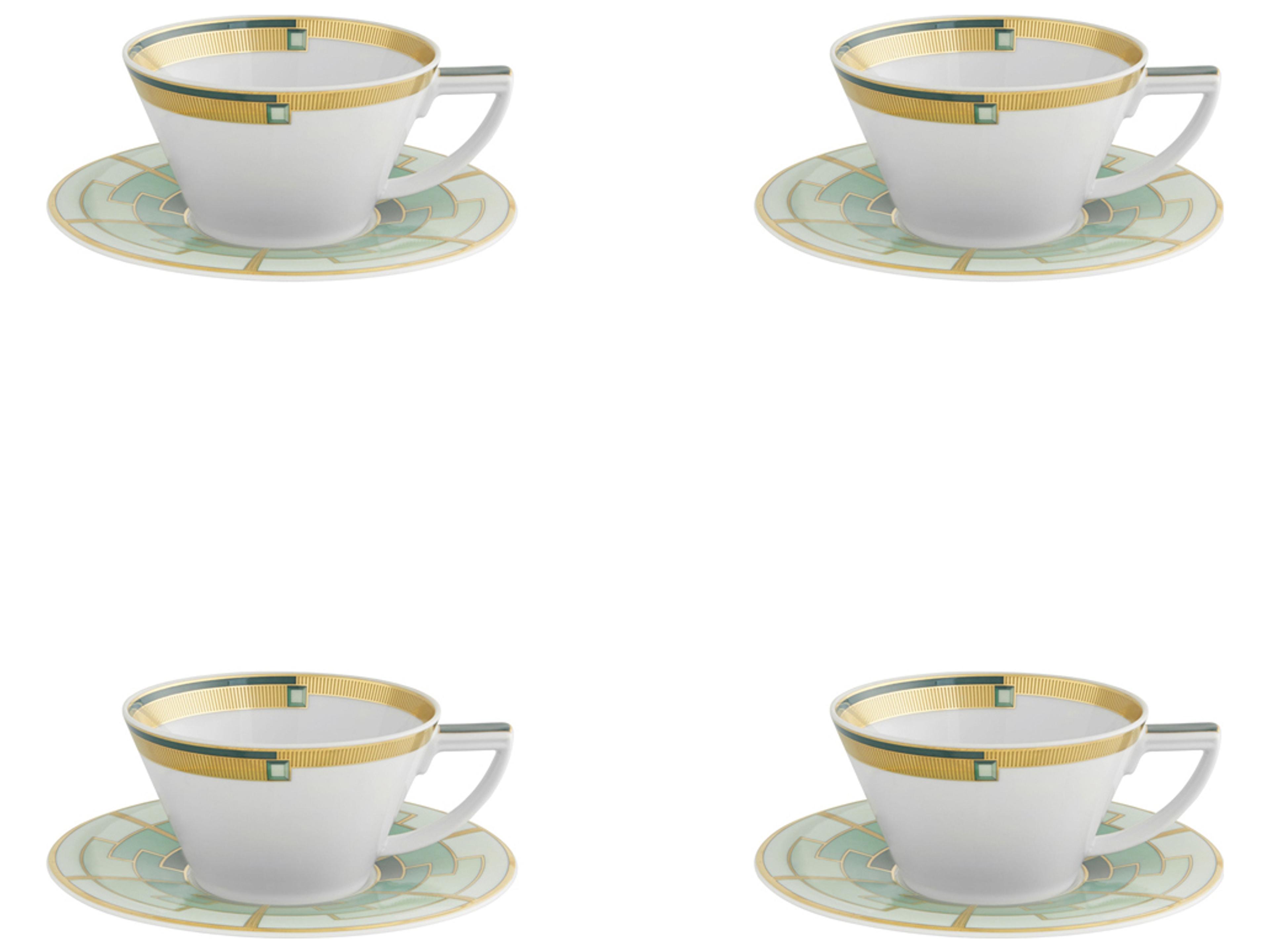 Emerald Tea Cup and Saucer Set of 4