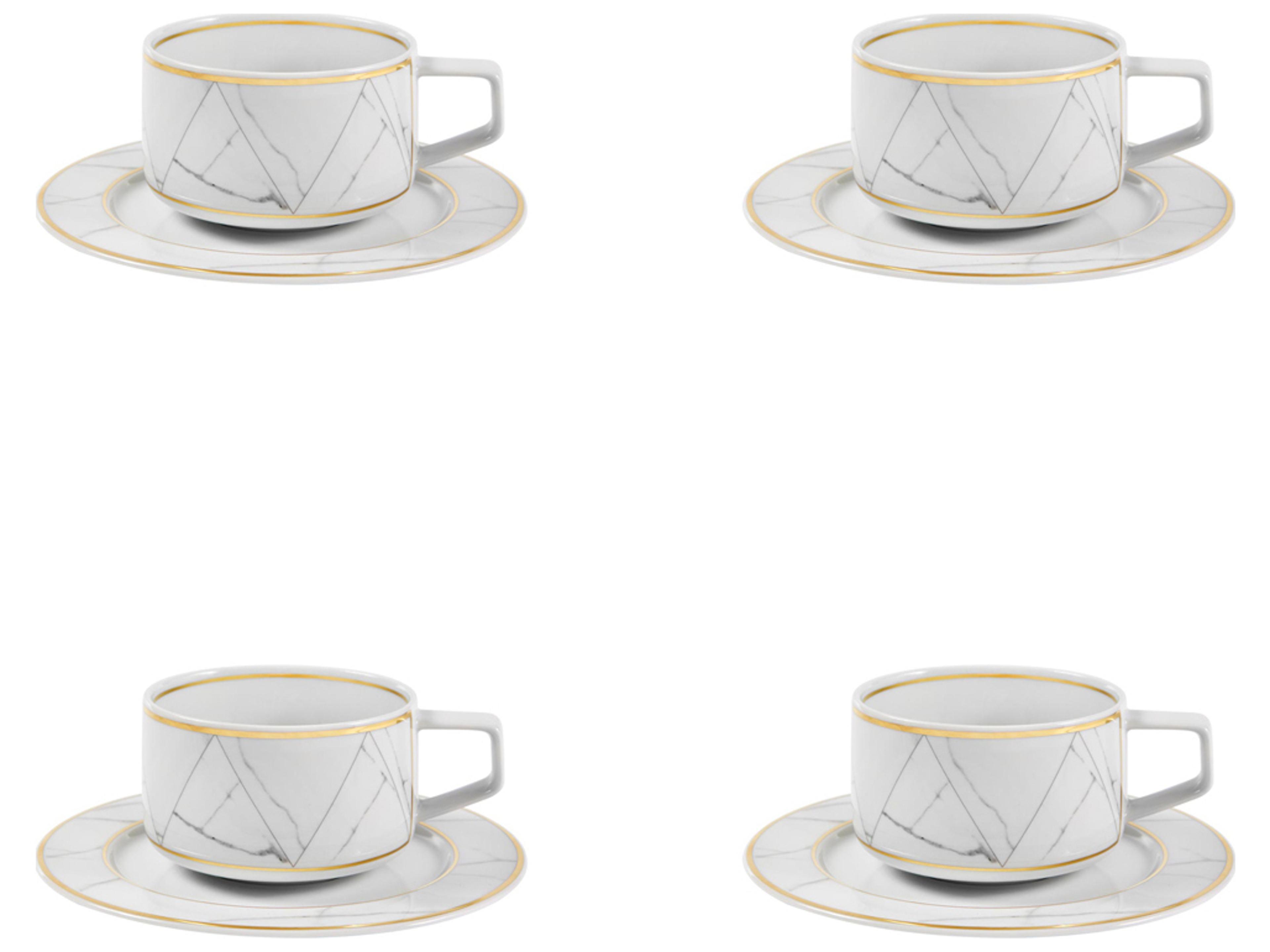 Carrara Tea Cup and Saucer Set of 4