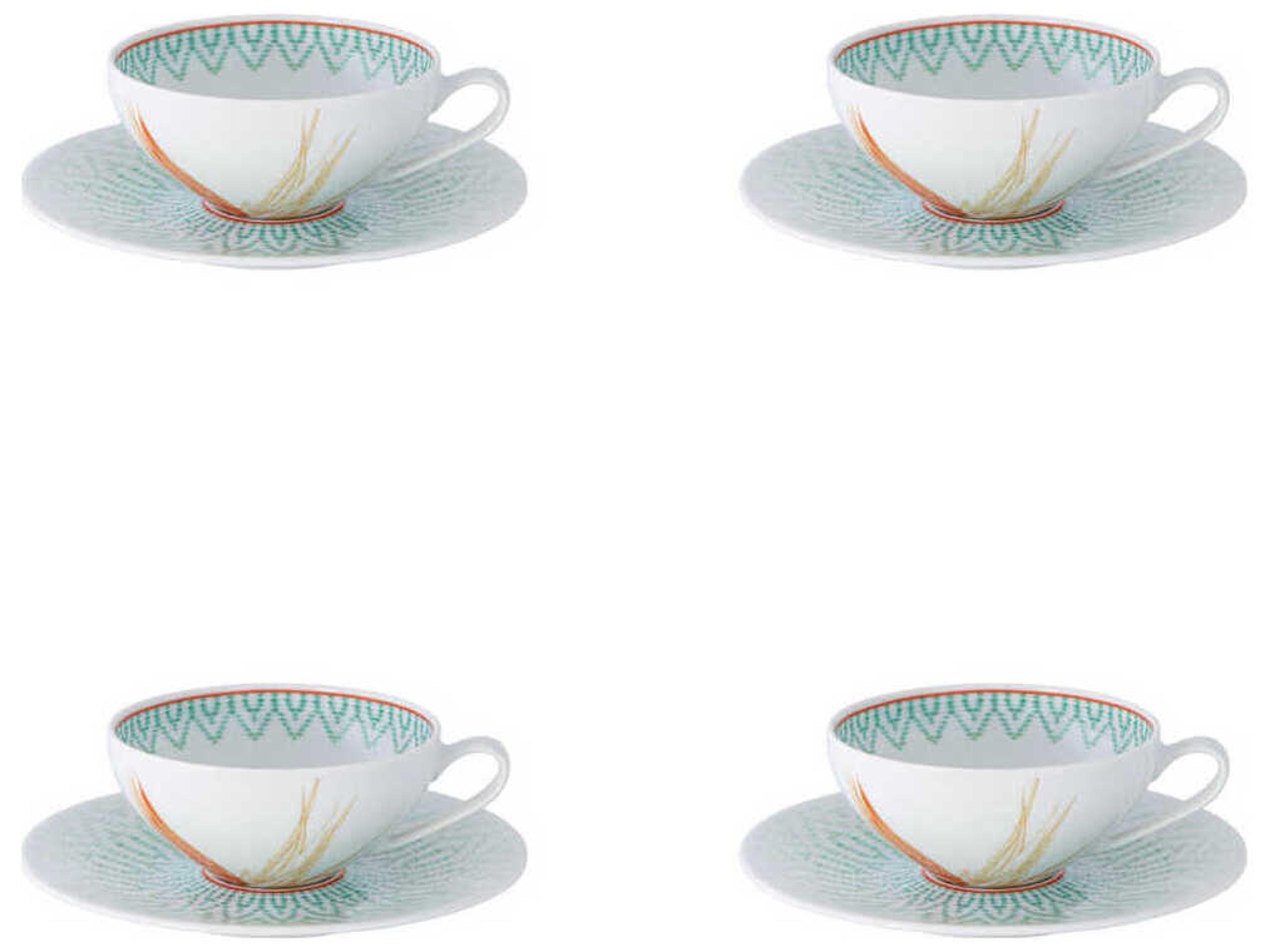 Vista Alegre Fiji Tea Cup and Saucer Set of 4
