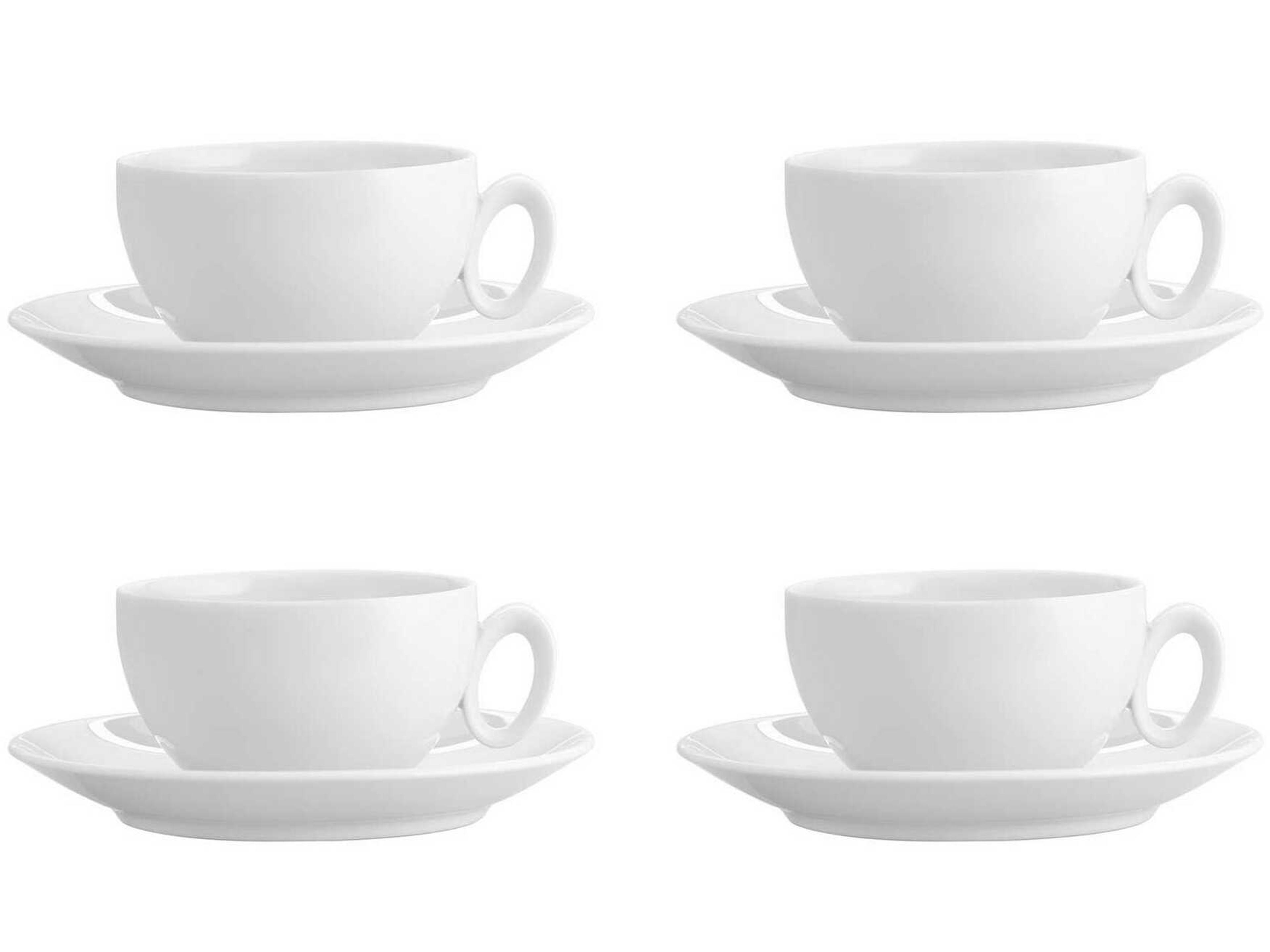 Broadway White Tea Cup and Saucer Set of 4