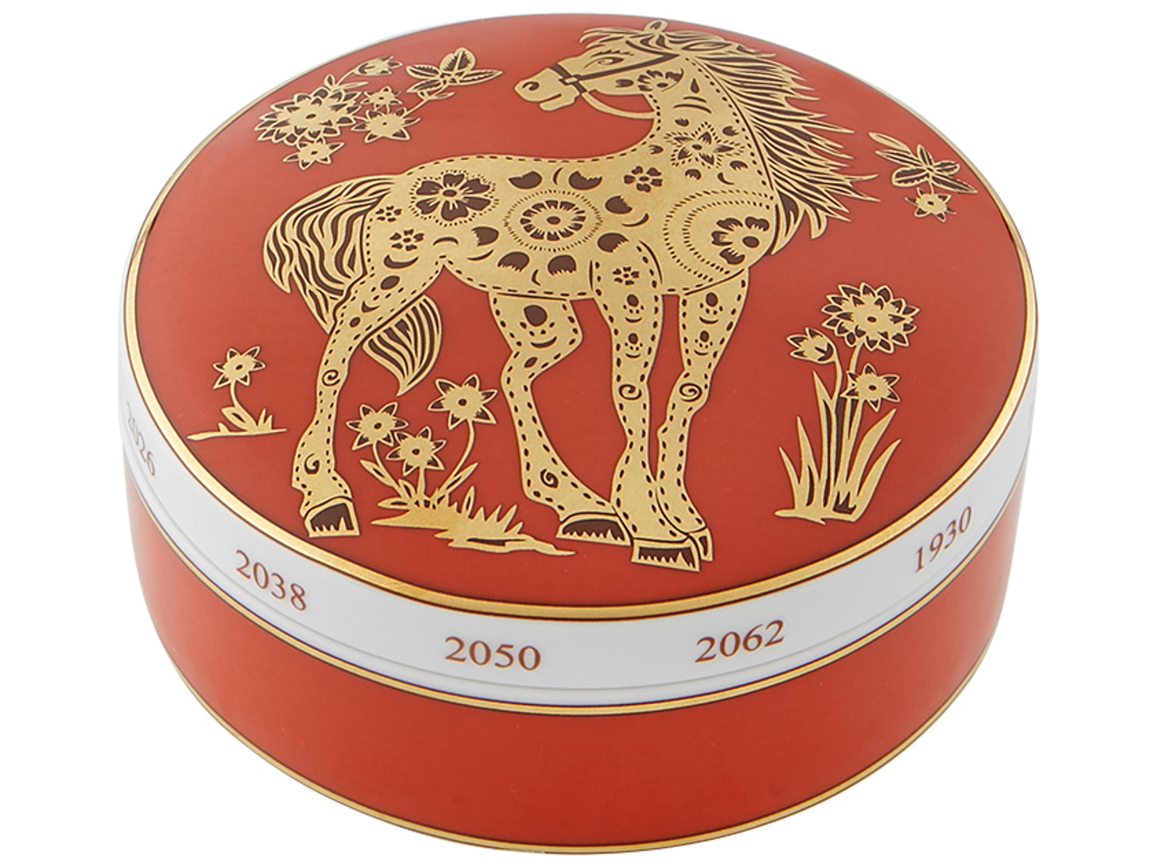 Golden Horse Large Round Box