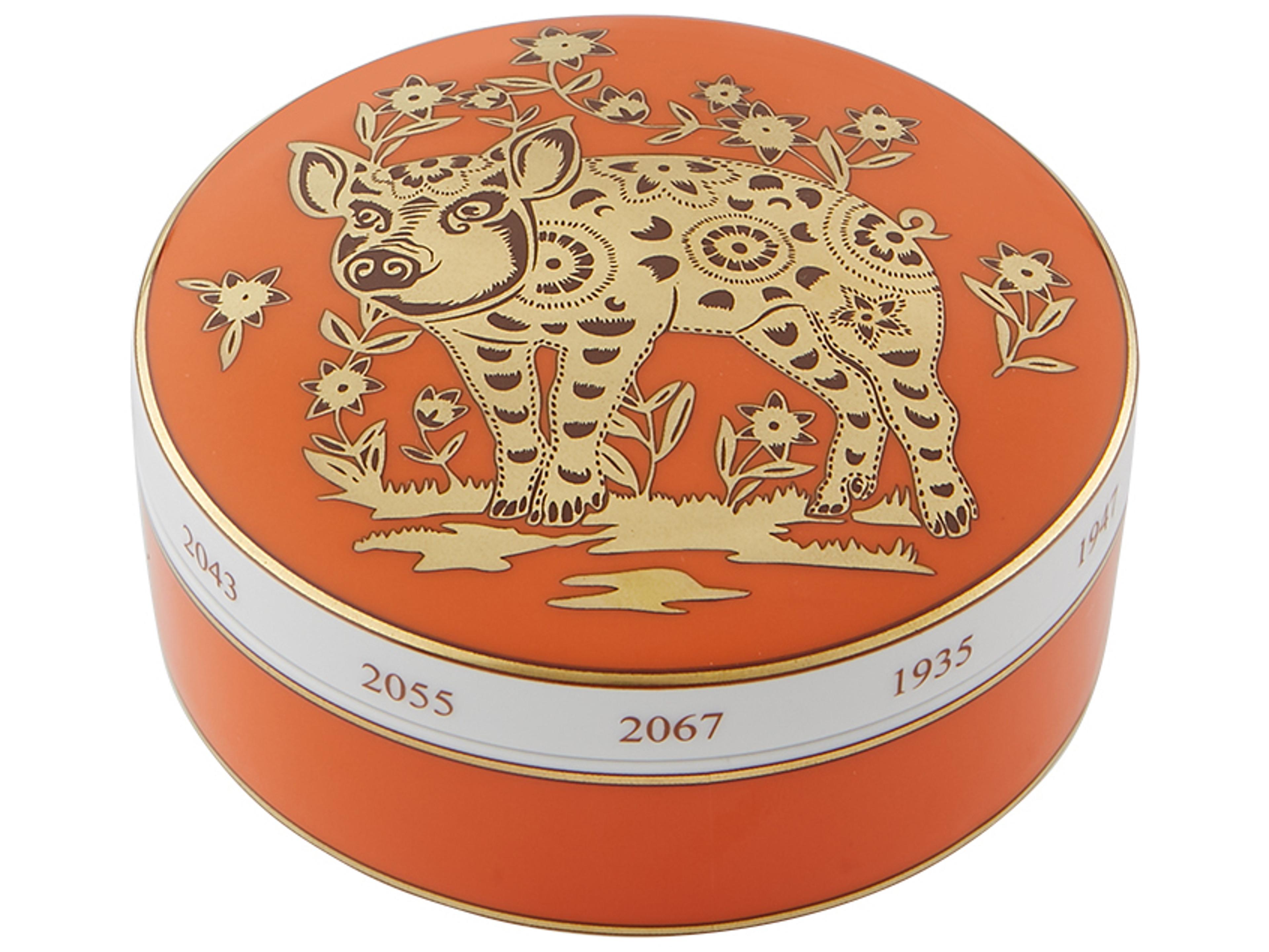 Golden Pig Large Round Box